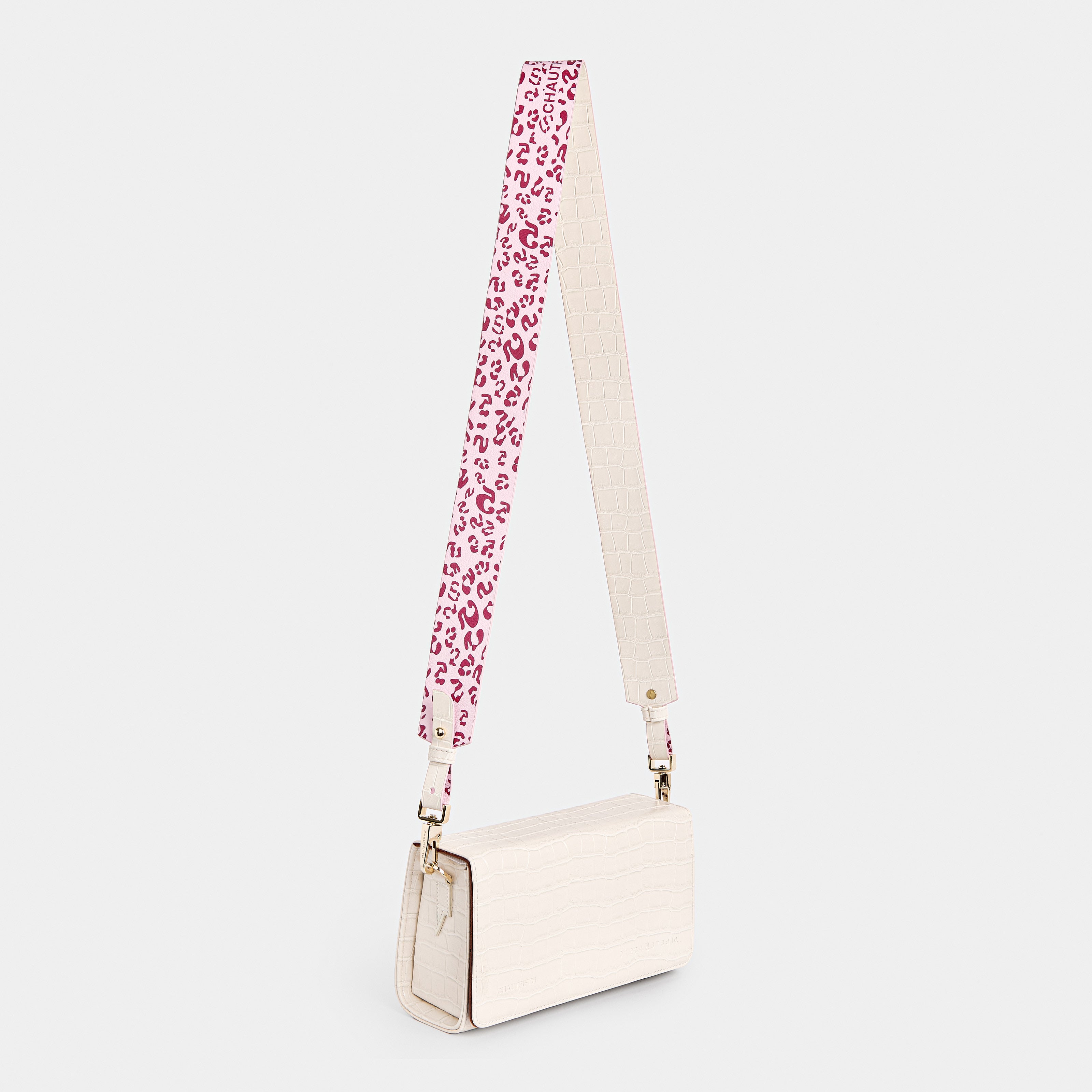 Strap 4CM WIDE BAG Fifth Leopard Pink x Crocodile White Cream