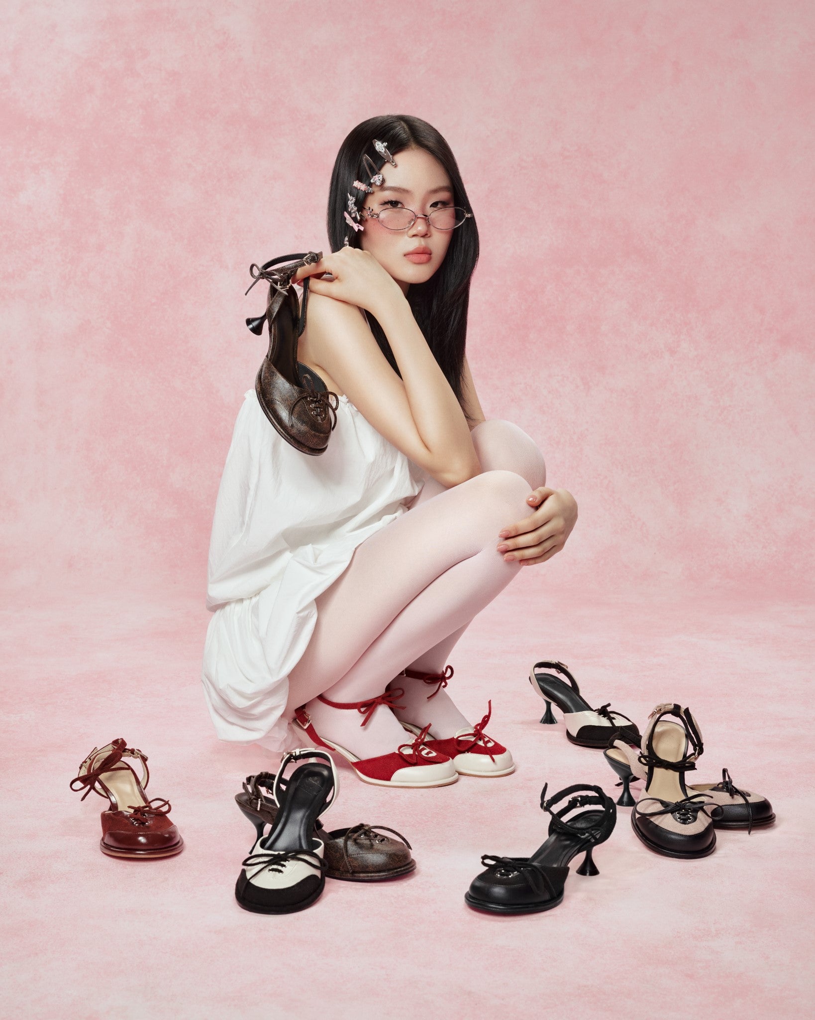 BUBBLE 70mm Slingback Pumps (Shoes) Black x White