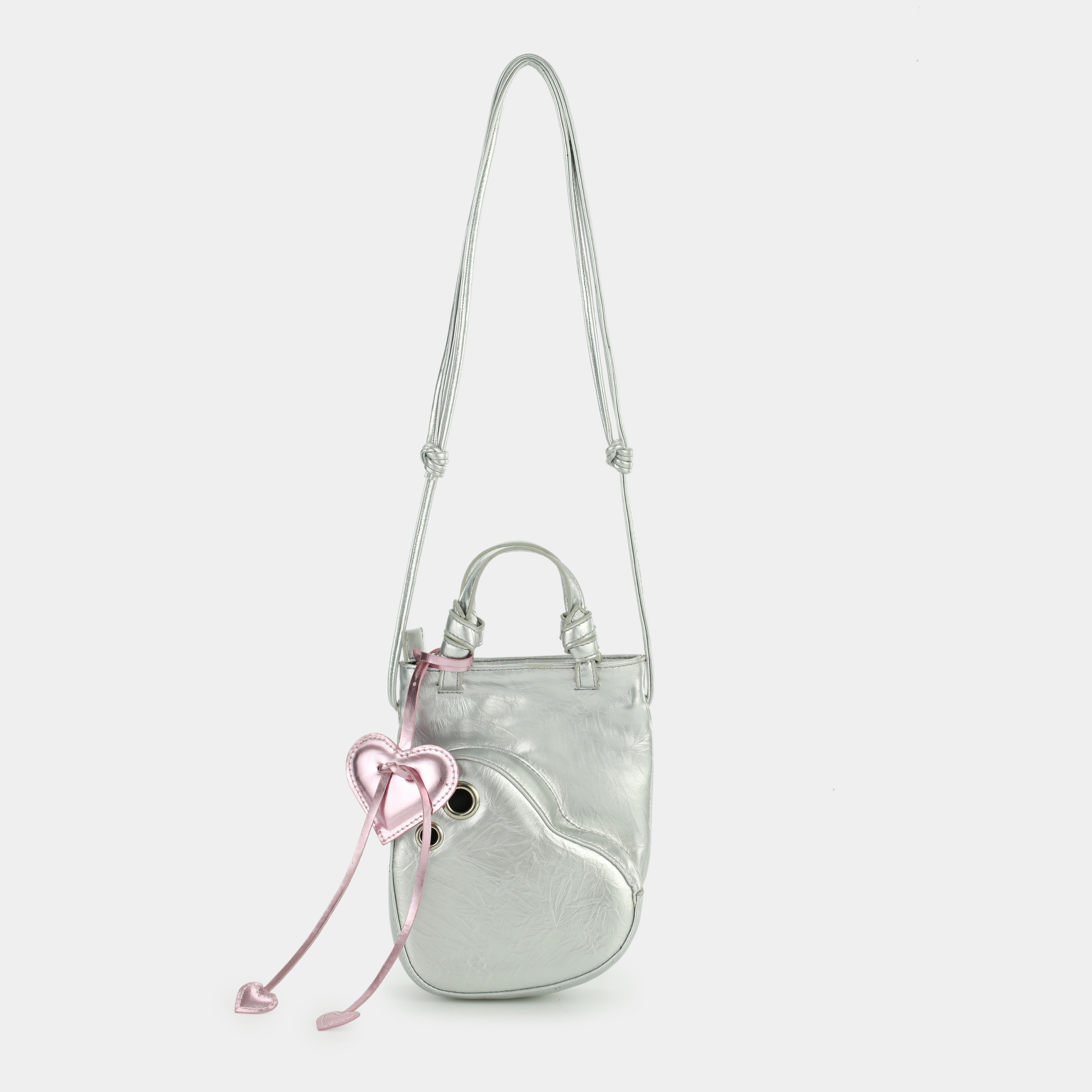 Accessories 3-Heart Charm in Metallic Pink