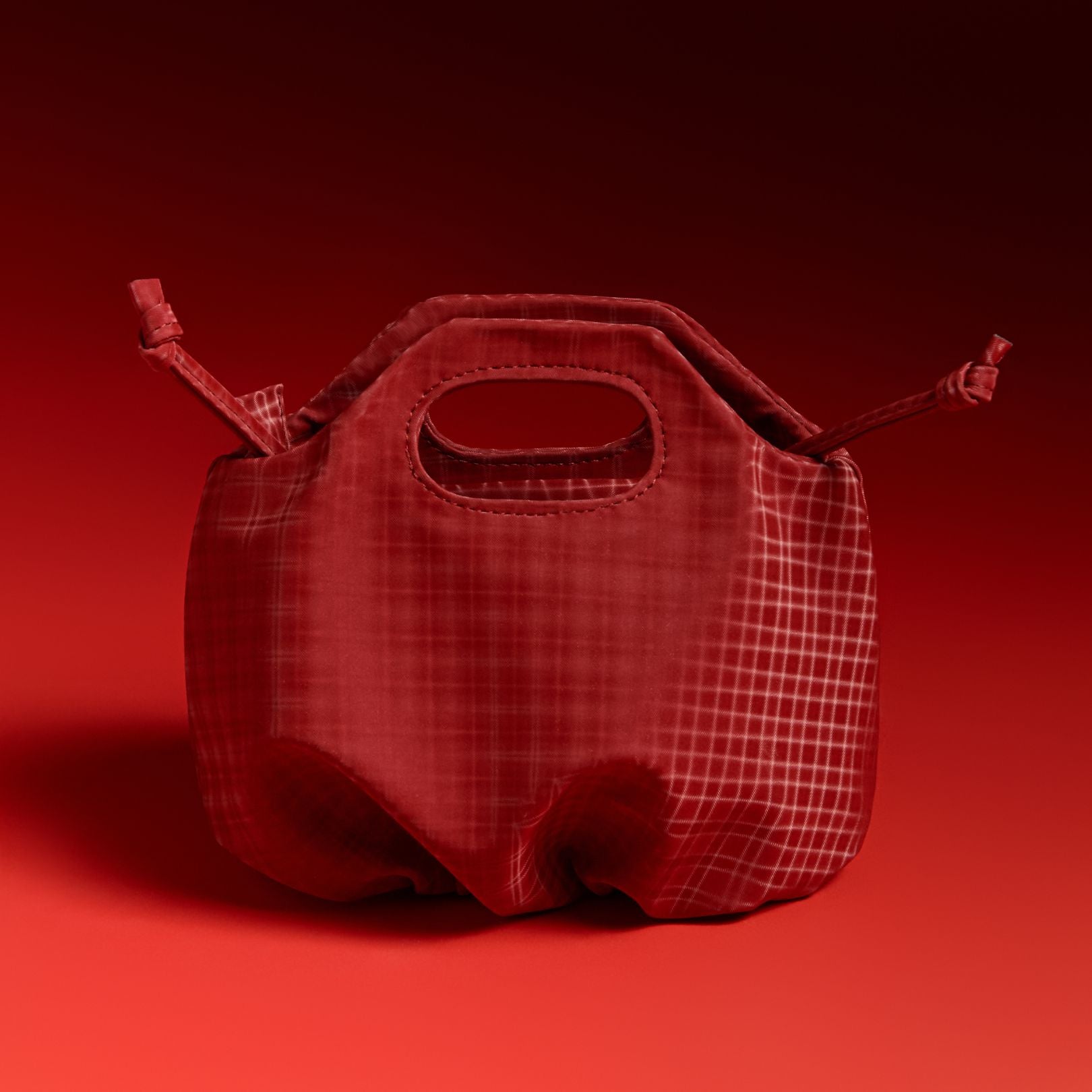 Bag Mini Flower Dark Red Checked