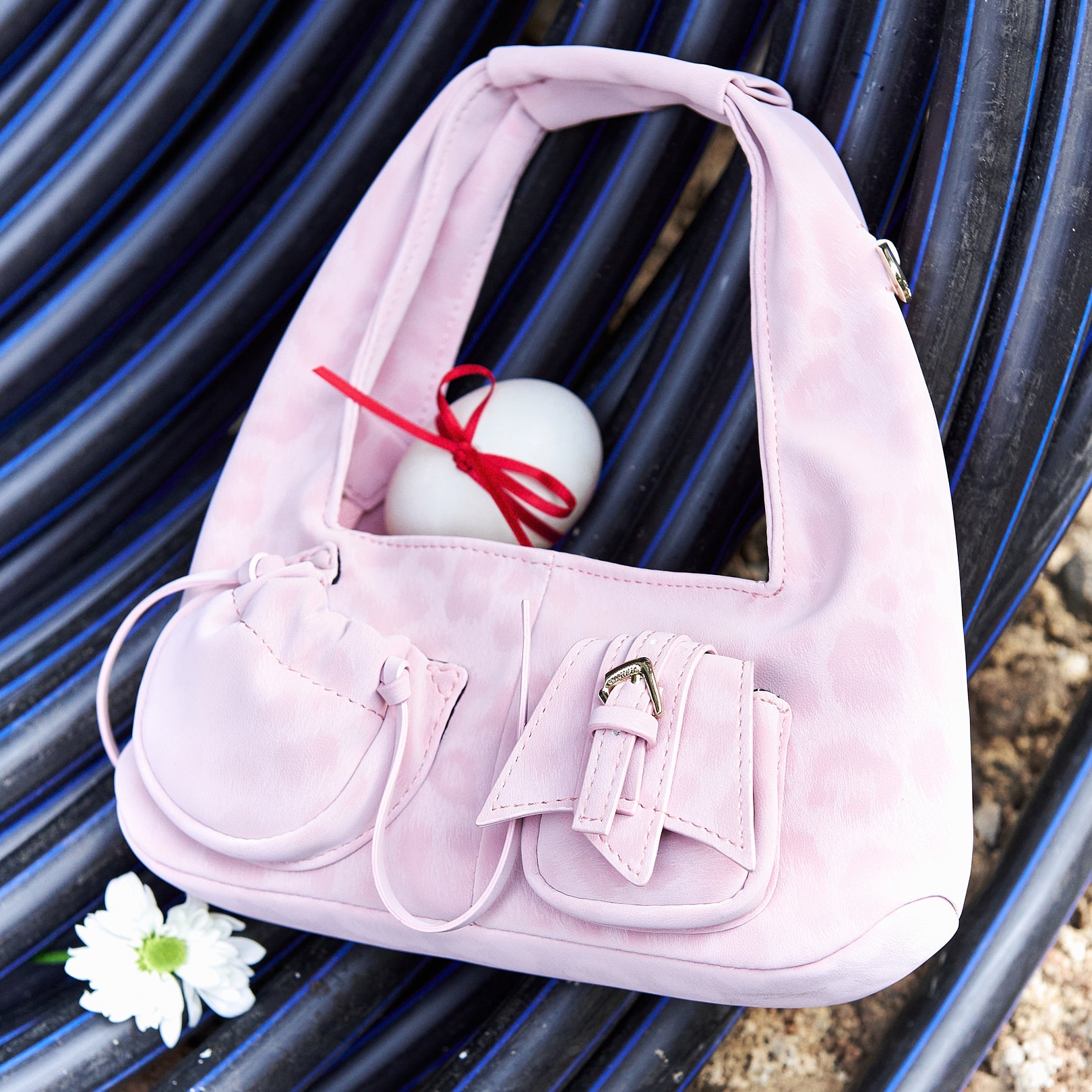 Bag Mini C2-Pocket Hobo in Pink Leopard