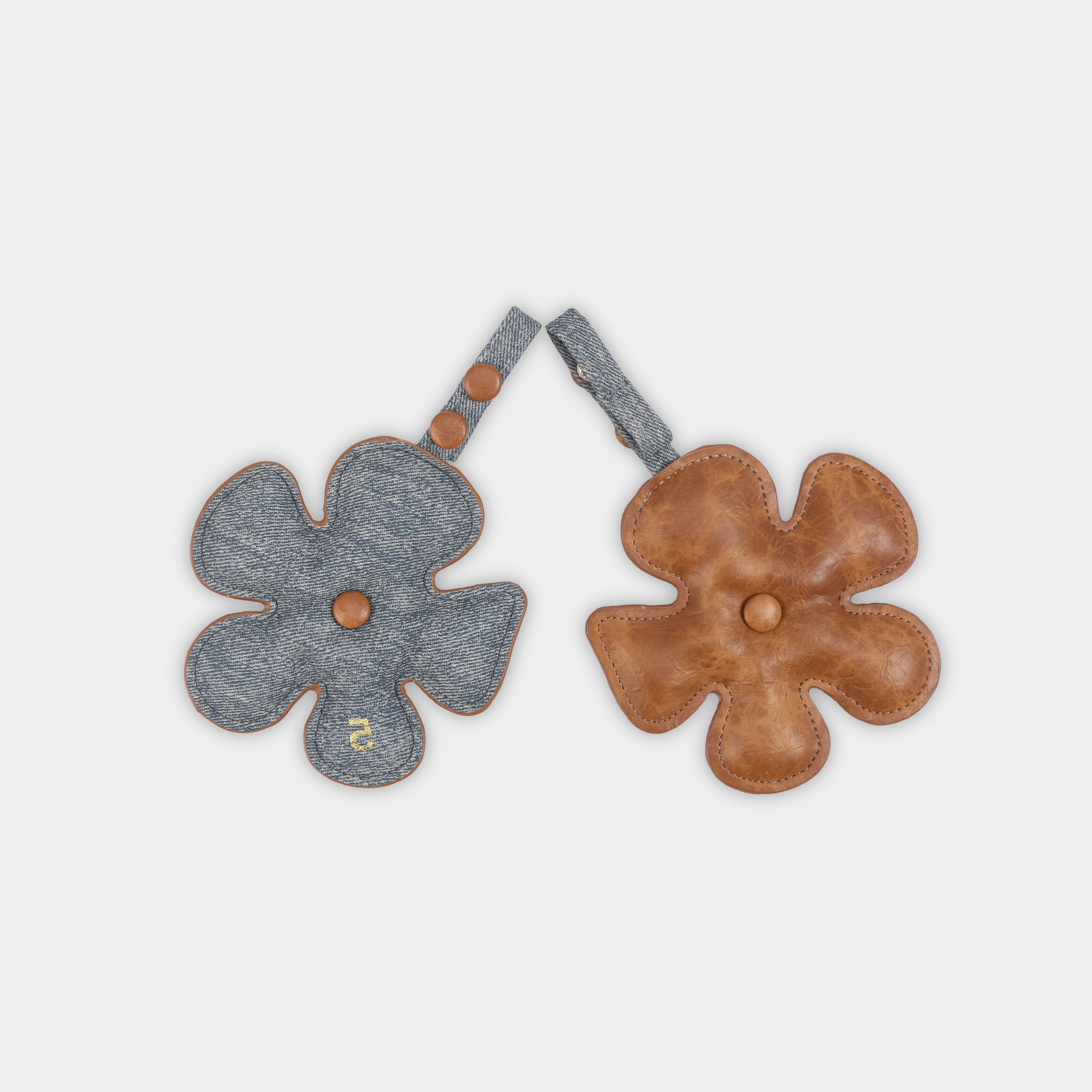 Accessory Charm Fan Flower Denim x Brown (S)