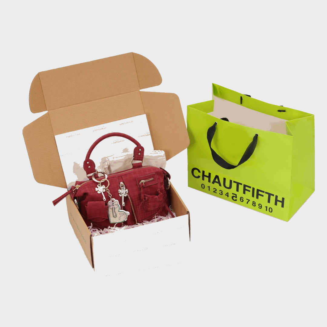 HỘP QUÀ TẶNG túi xách - CHAUTFIFTH box giấy họa tiết trang trí trái tim