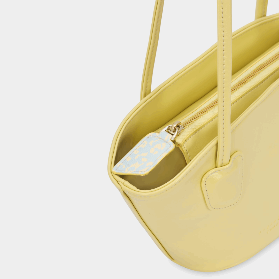 Túi xách HASO Basket màu Vàng bơ họa tiết