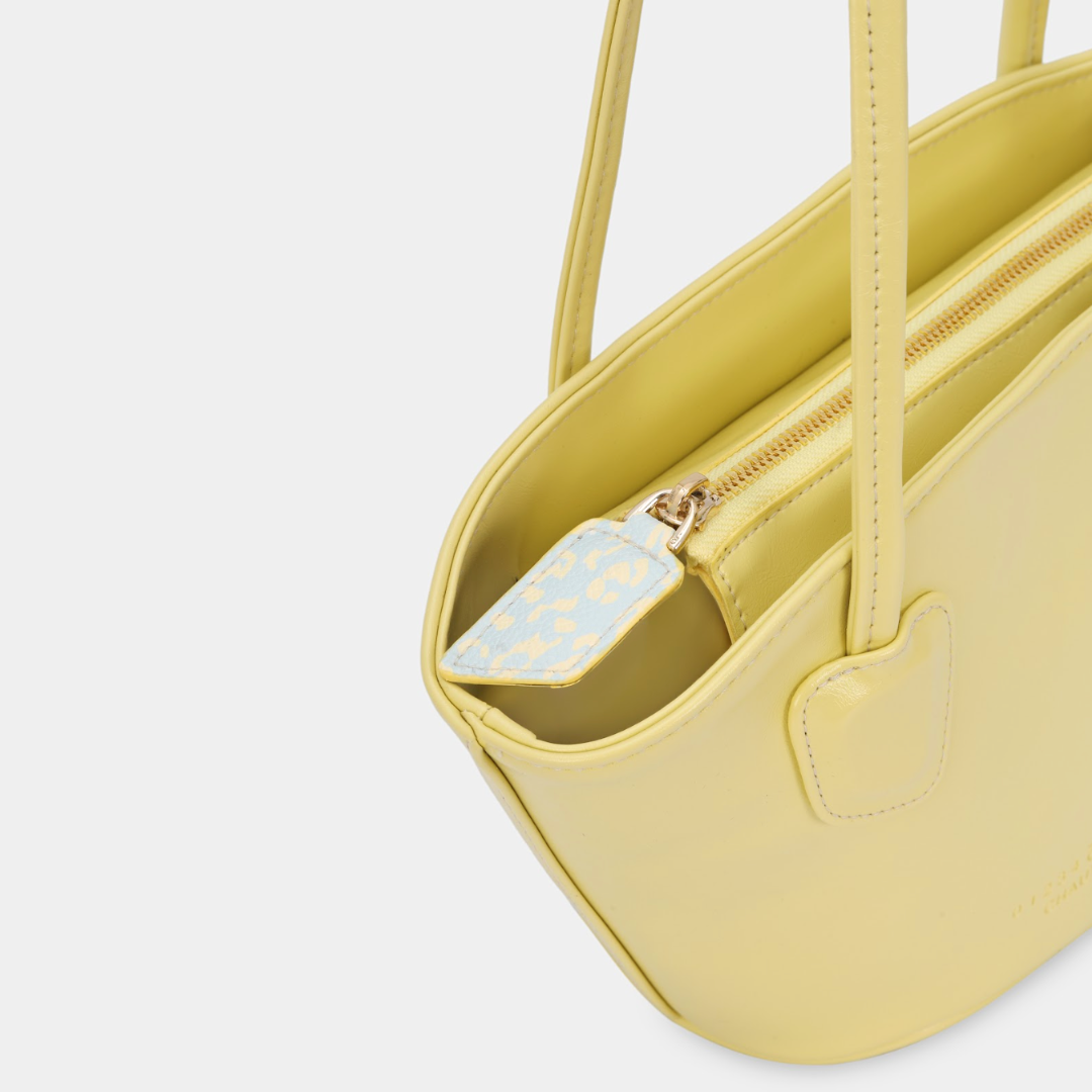 Túi xách HASO Basket màu Vàng bơ họa tiết