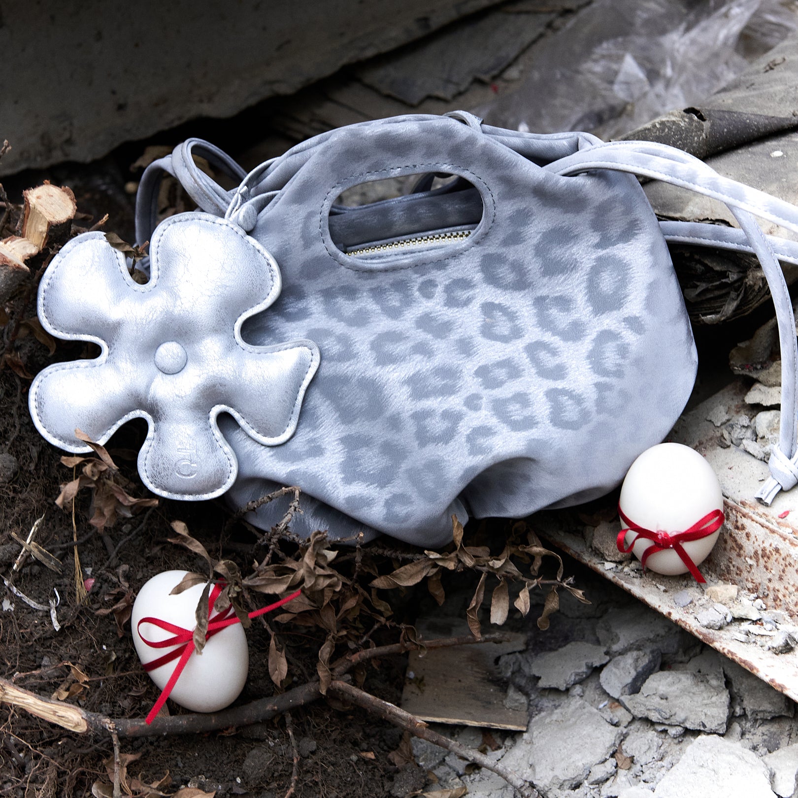 Bag Mini Flower Grey Leopard