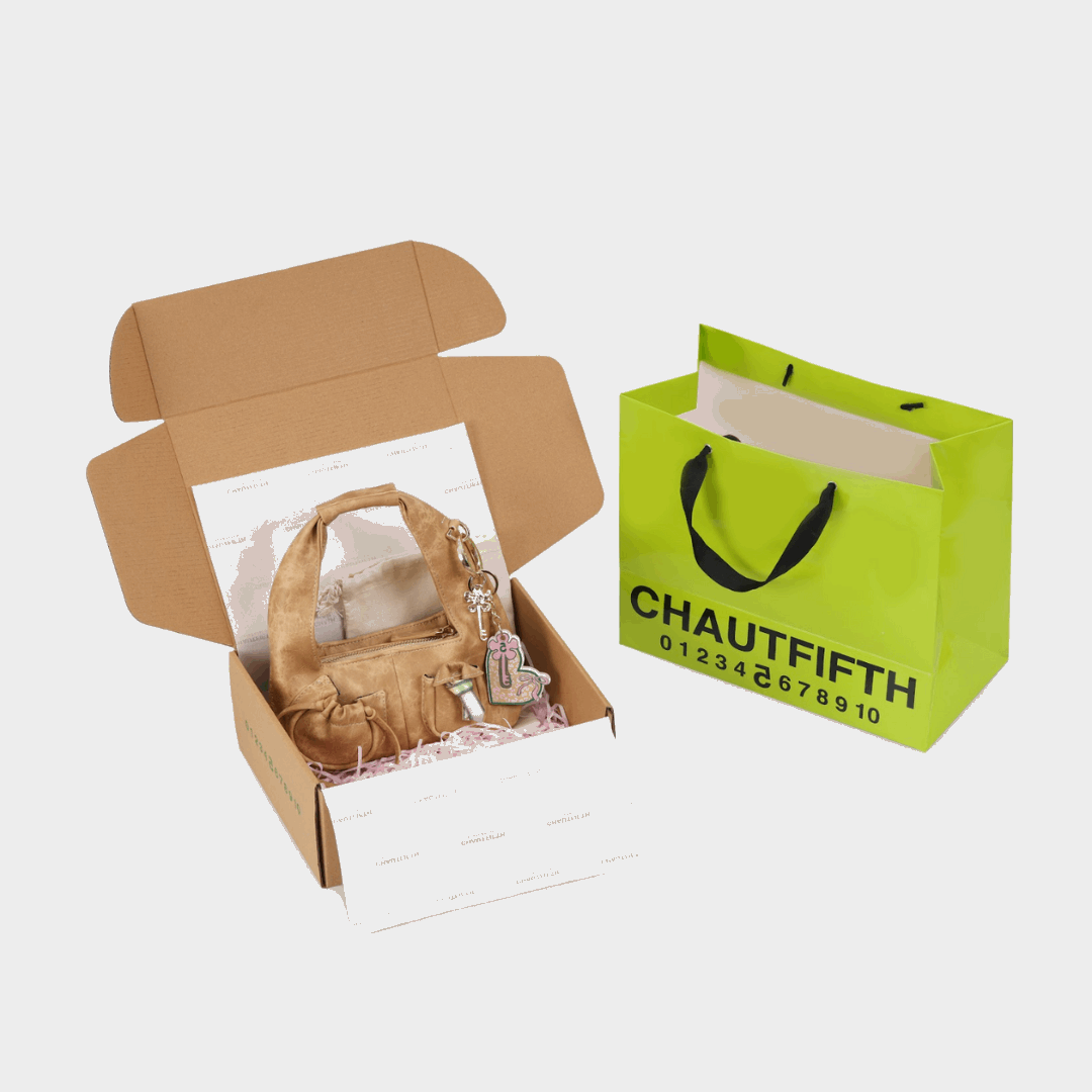 HỘP QUÀ TẶNG túi xách - CHAUTFIFTH box giấy họa tiết trang trí trái tim