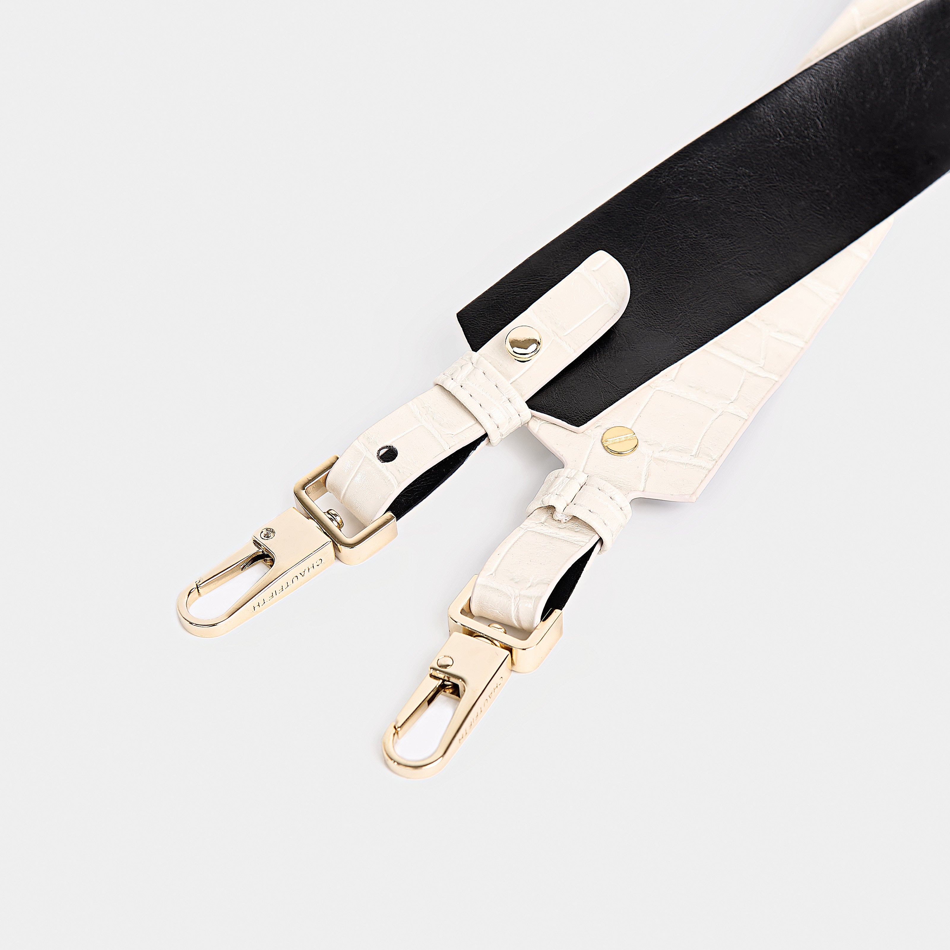Strap 4CM WIDE BAG Crocodile White Cream x Black