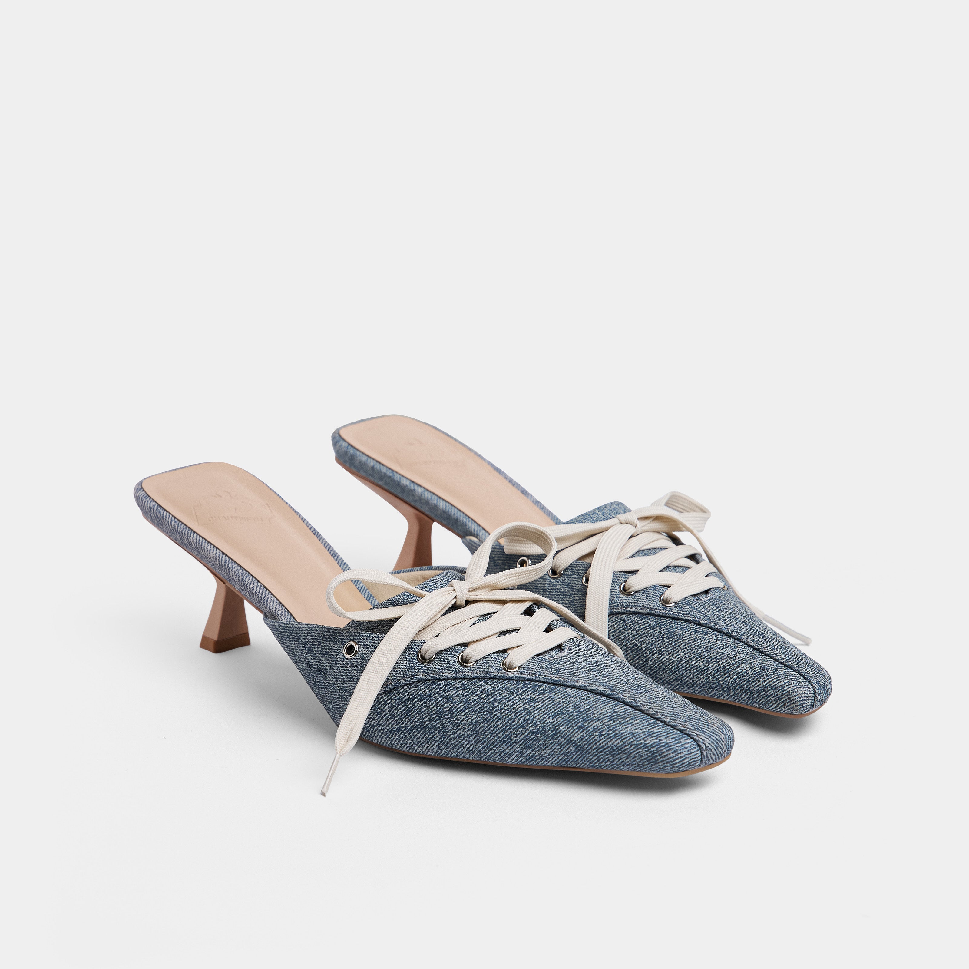Giày middle 50 mules màu Denim