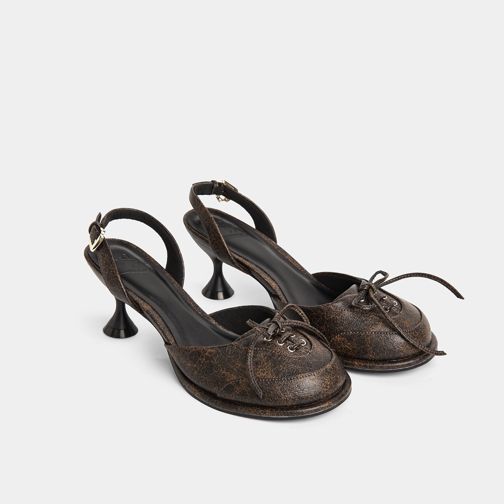 Shoes BUBBLE 70 SLINGBACK PUMPS Speckled Brown-Black