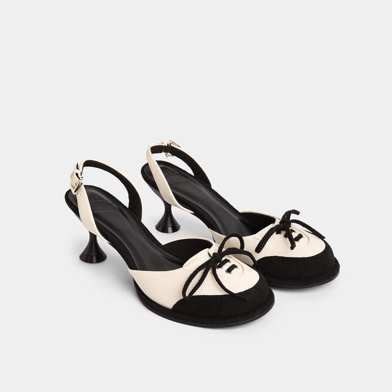 BUBBLE 70mm Slingback Pumps (Shoes) Black x White