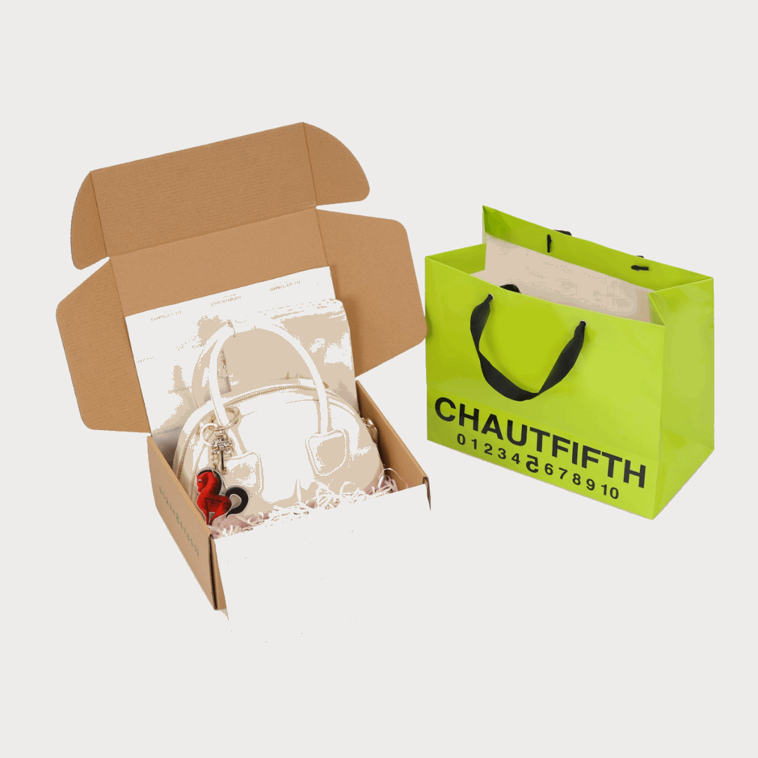 HỘP QUÀ TẶNG túi xách - CHAUTFIFTH box giấy họa tiết trang trí trái tim