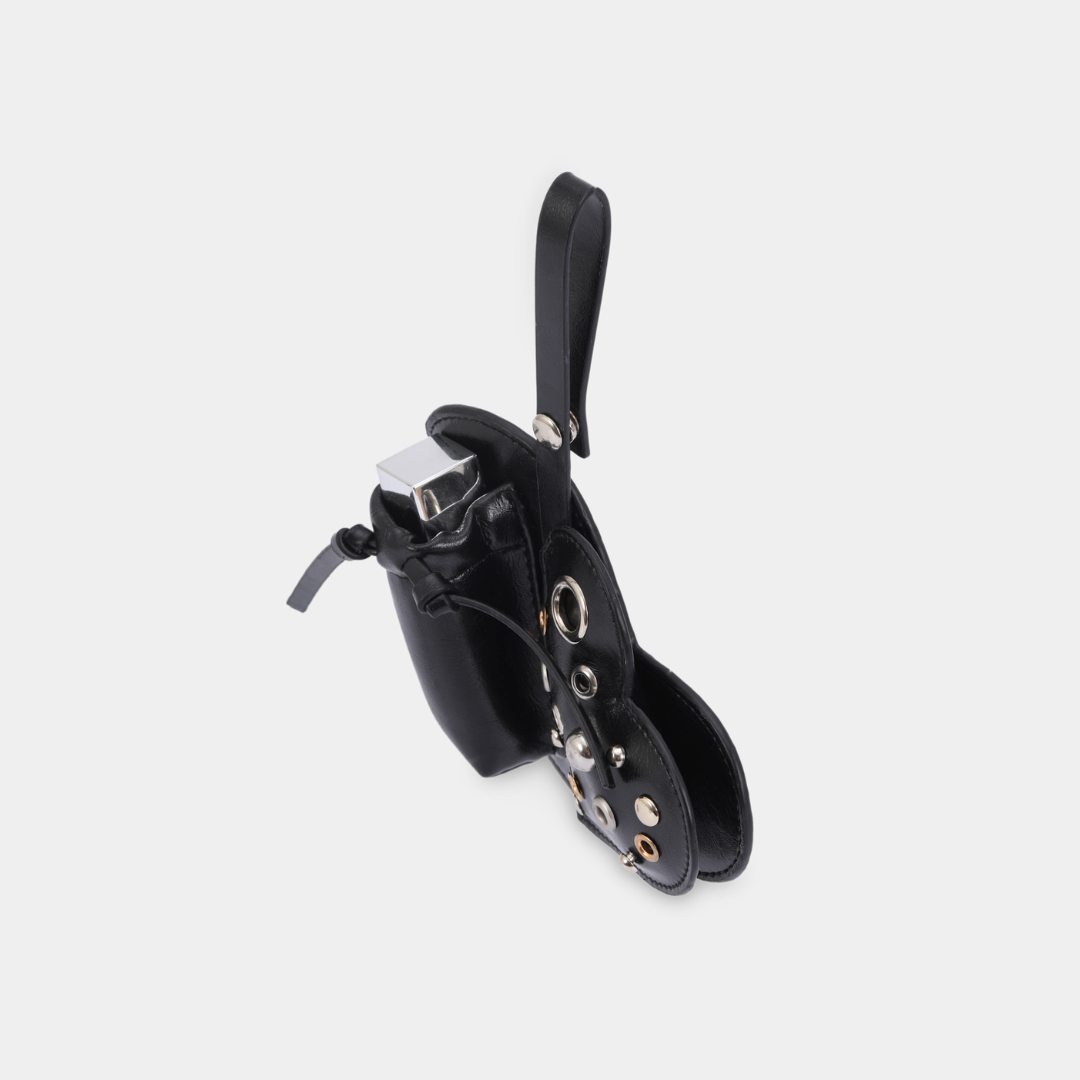 Accessory Charm EYELET HEART Lipstick Case Black