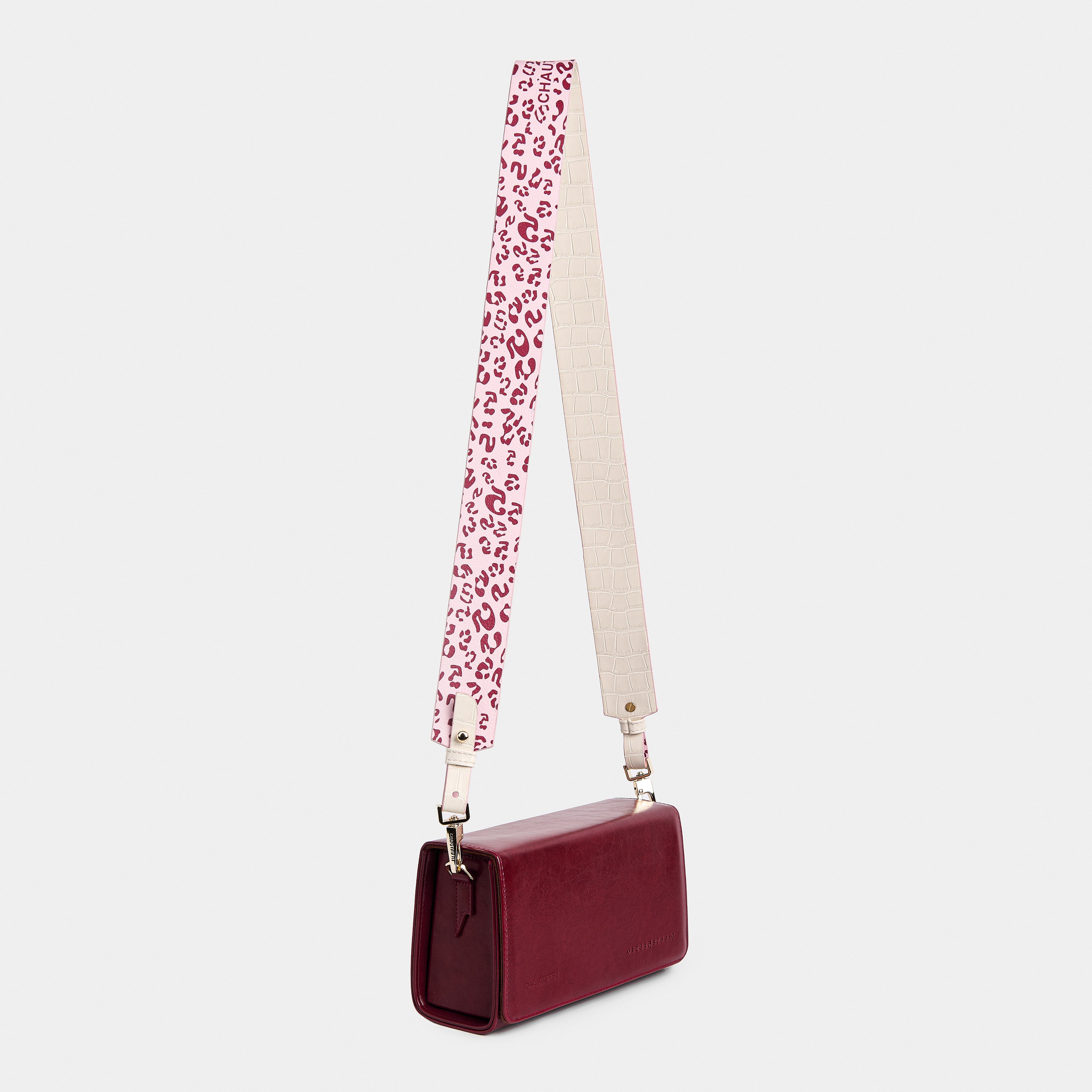 Strap 4CM WIDE BAG Fifth Leopard Pink x Crocodile White Cream