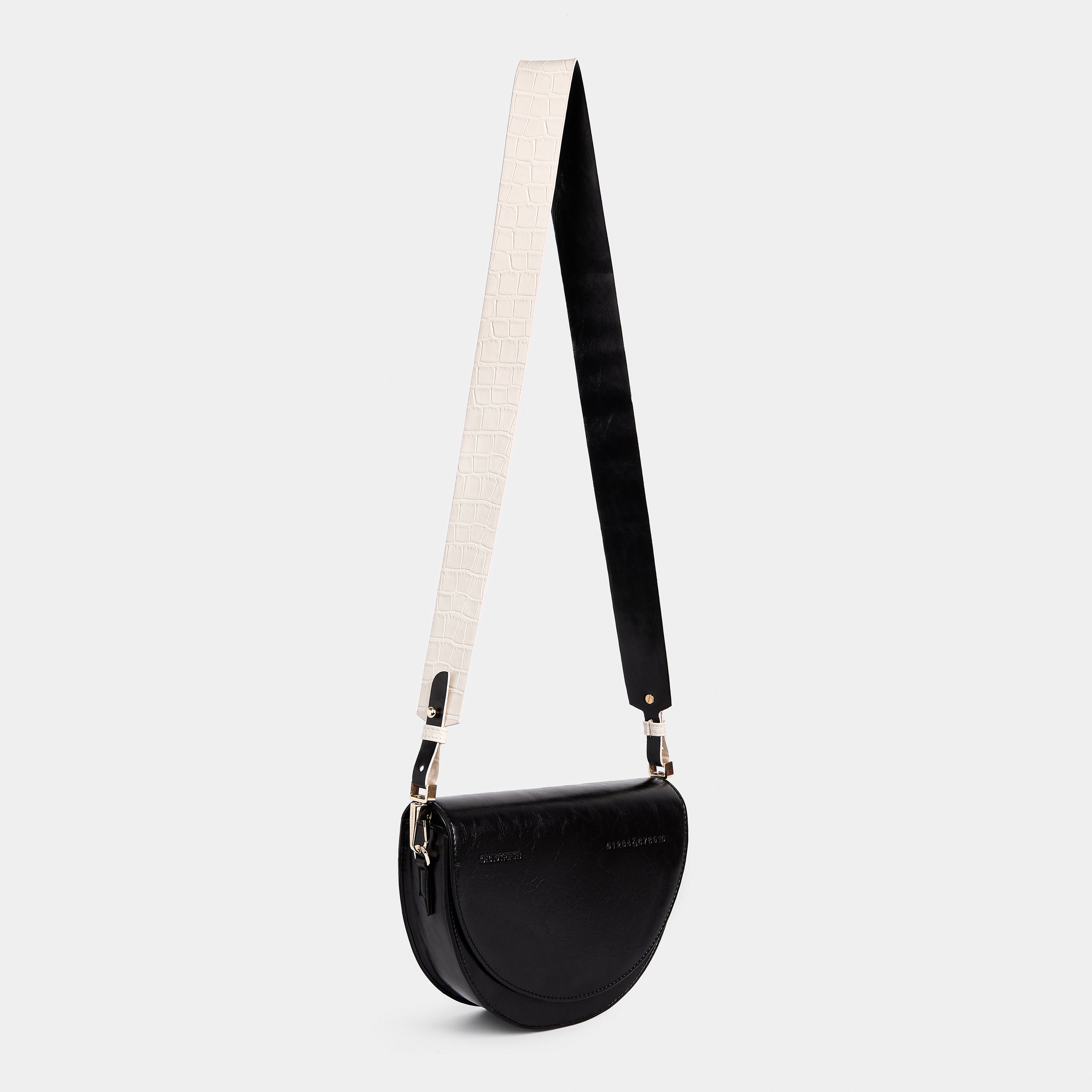 Strap 4CM WIDE BAG Crocodile White Cream x Black