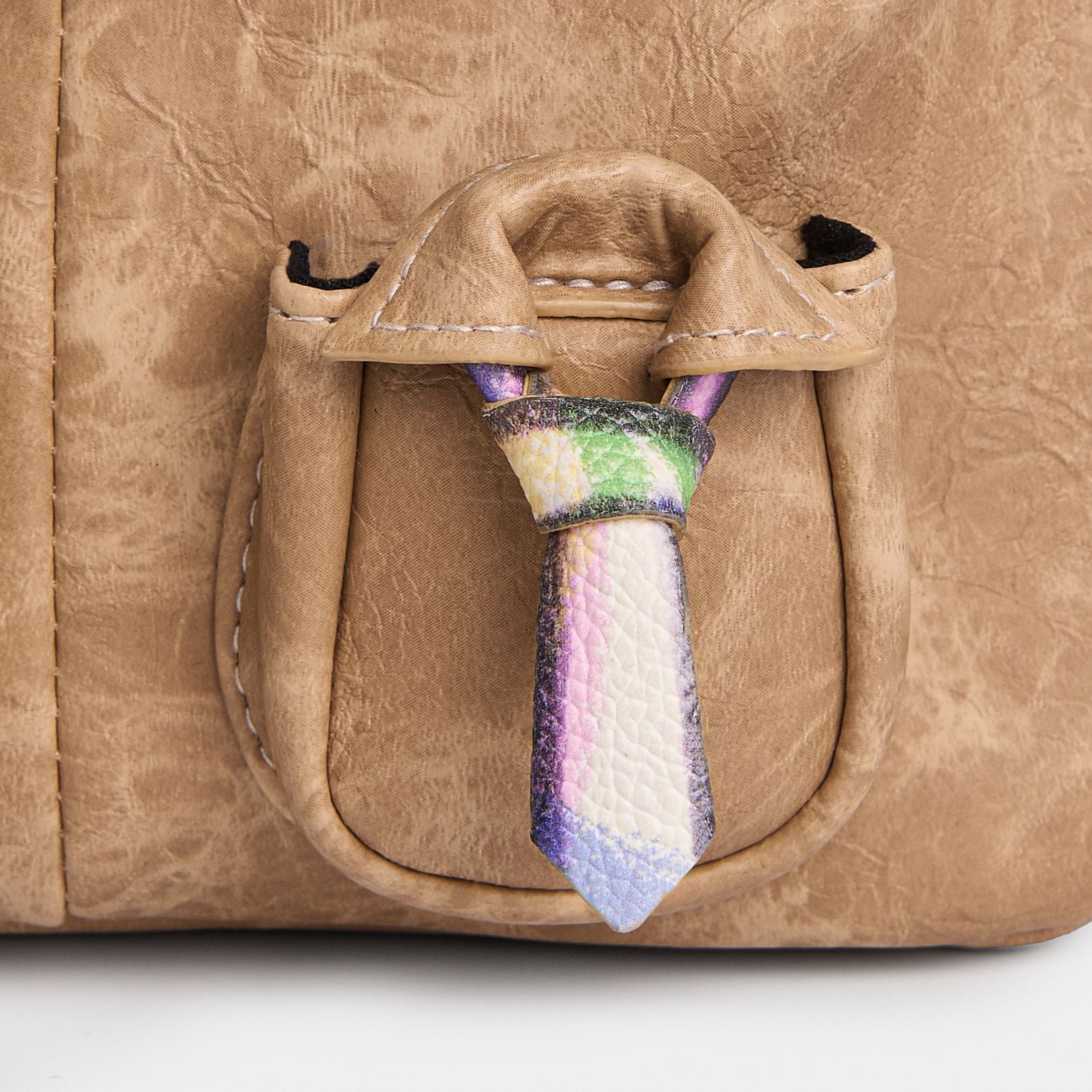 Túi xách hobo C2-pocket Mini Cà vạt màu Beige cát