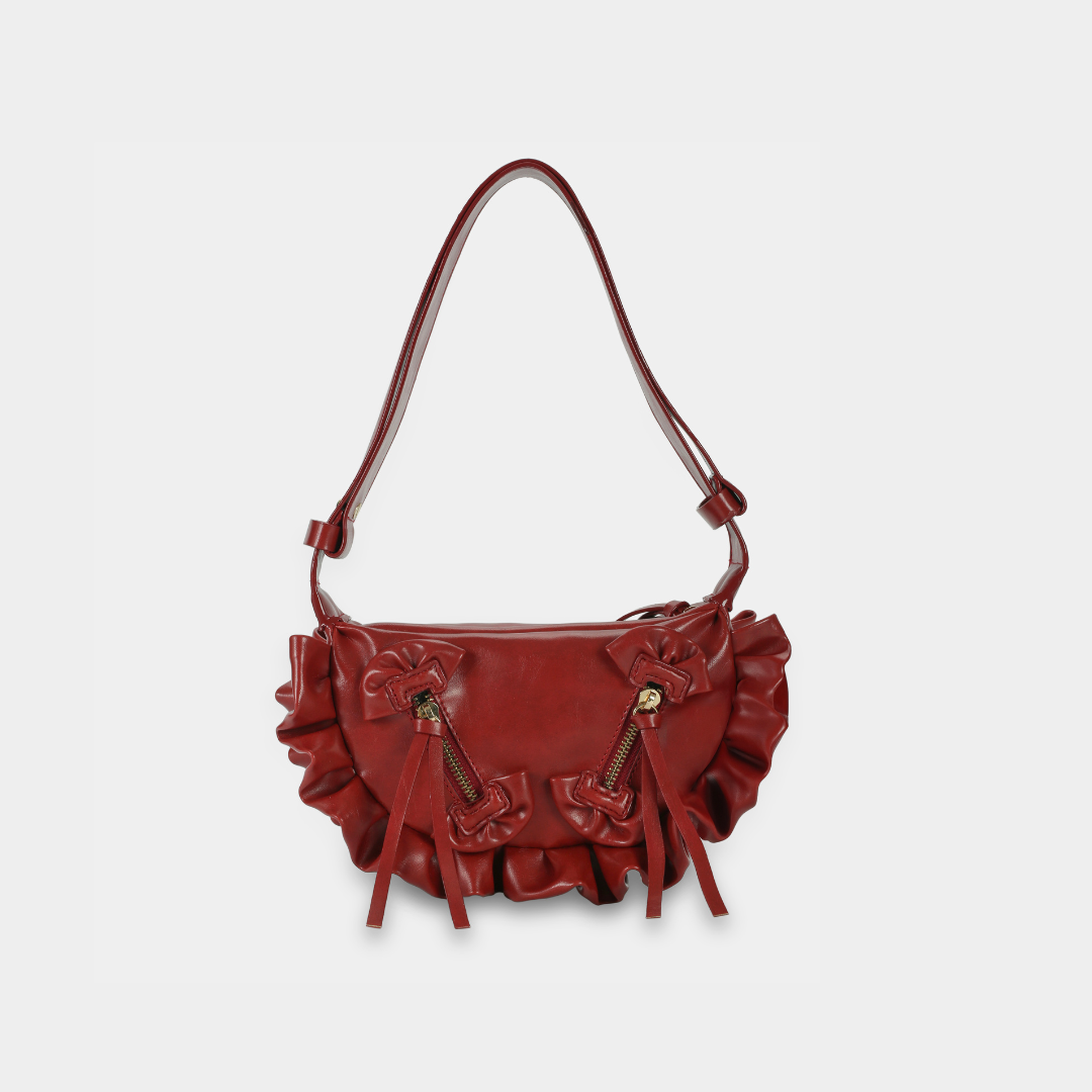 Bag LACE RUFFLES Small size S in Red Cherry