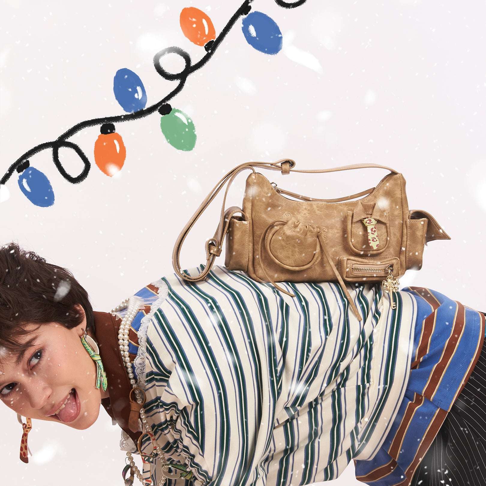 Túi xách C5-Pocket size nhỏ (S) Cà vạt màu Beige cát