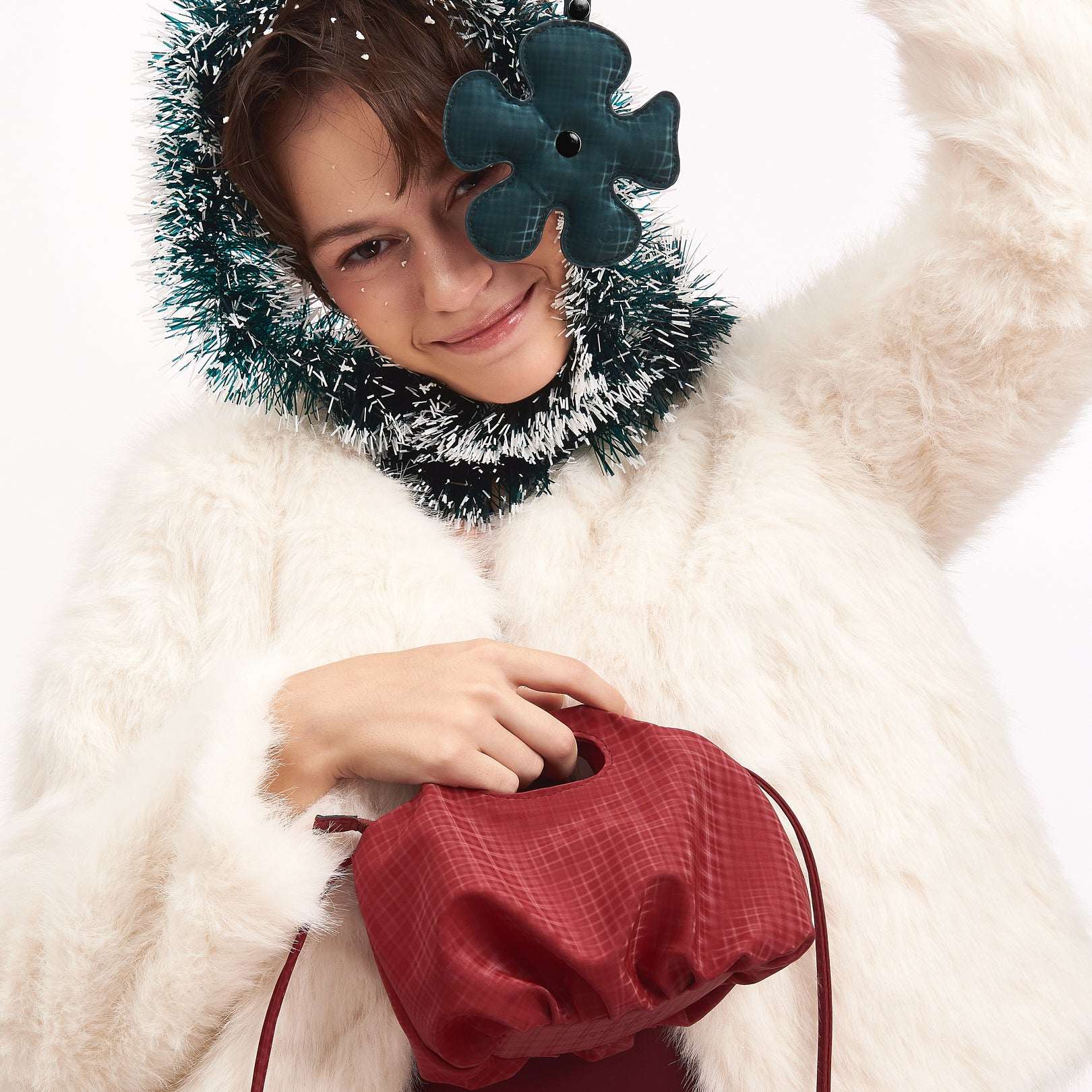 Túi xách MINI FLOWER màu Đỏ Caro