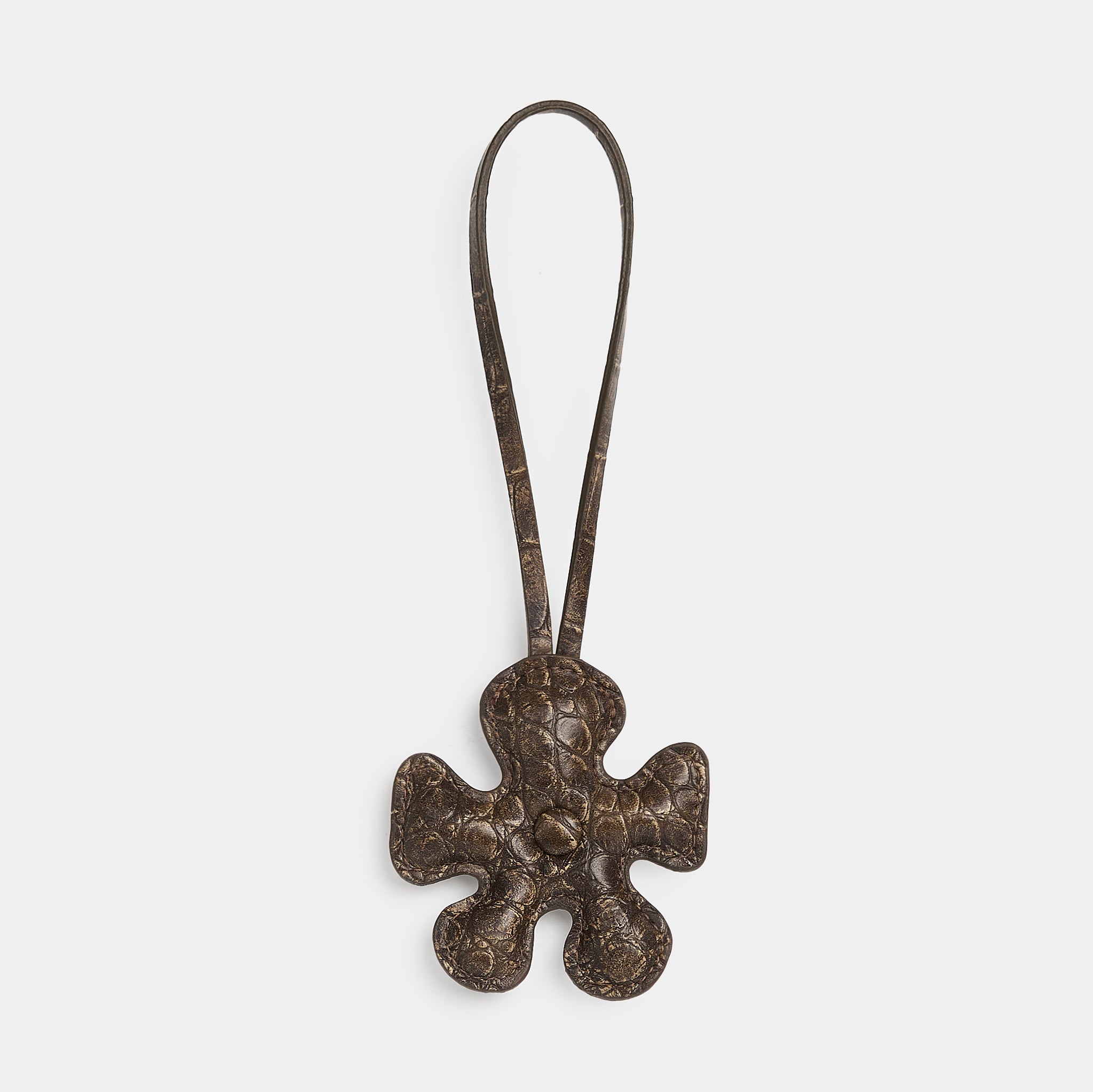 Accessory Fan Flower Charm size mini in Crocodile Brown
