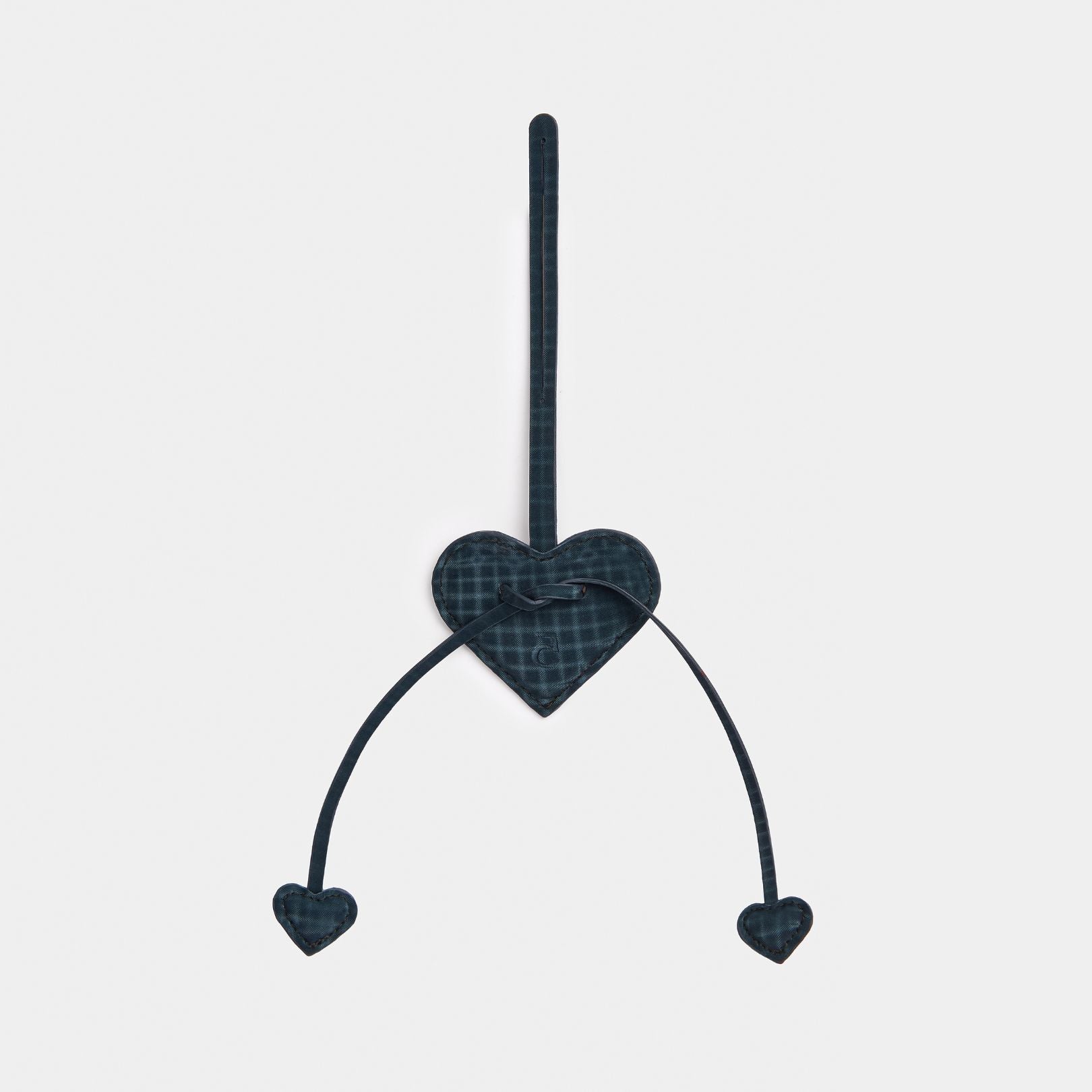 Accessory 3-Heart Charm in Dark Green Checked