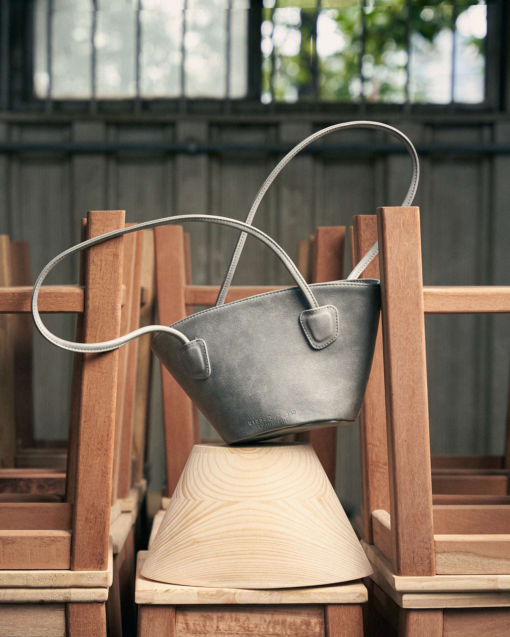 Túi xách HASO Basket màu Xanh Xi-Măng họa tiết