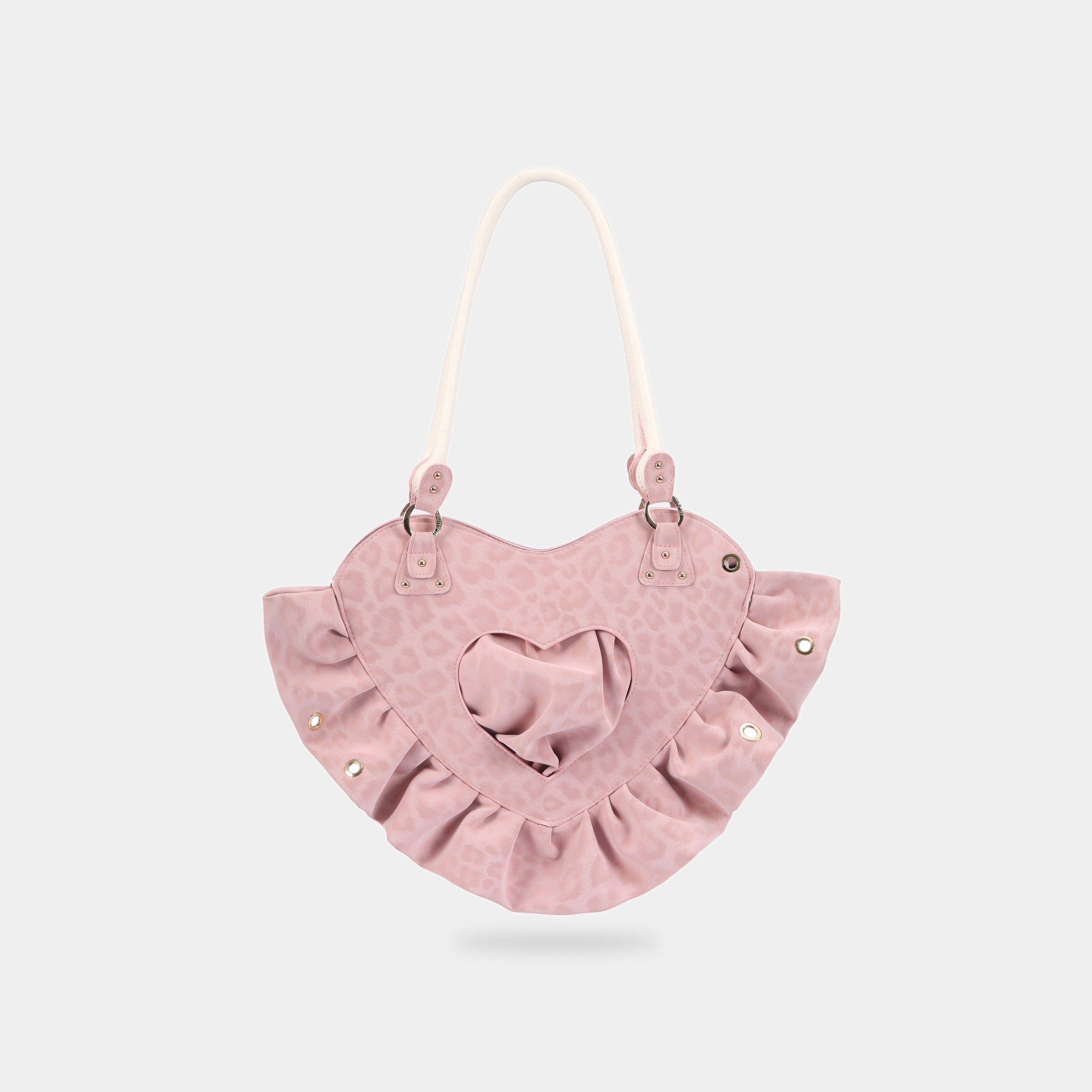 Túi xách RUFFLE HEART màu Da Beo Hồng