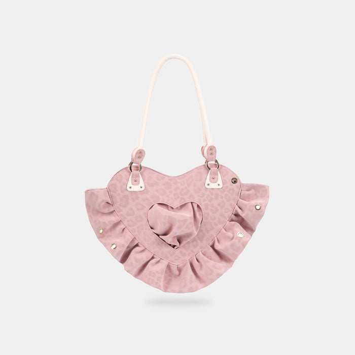Bag RUFFLE HEART — Pink Leopard