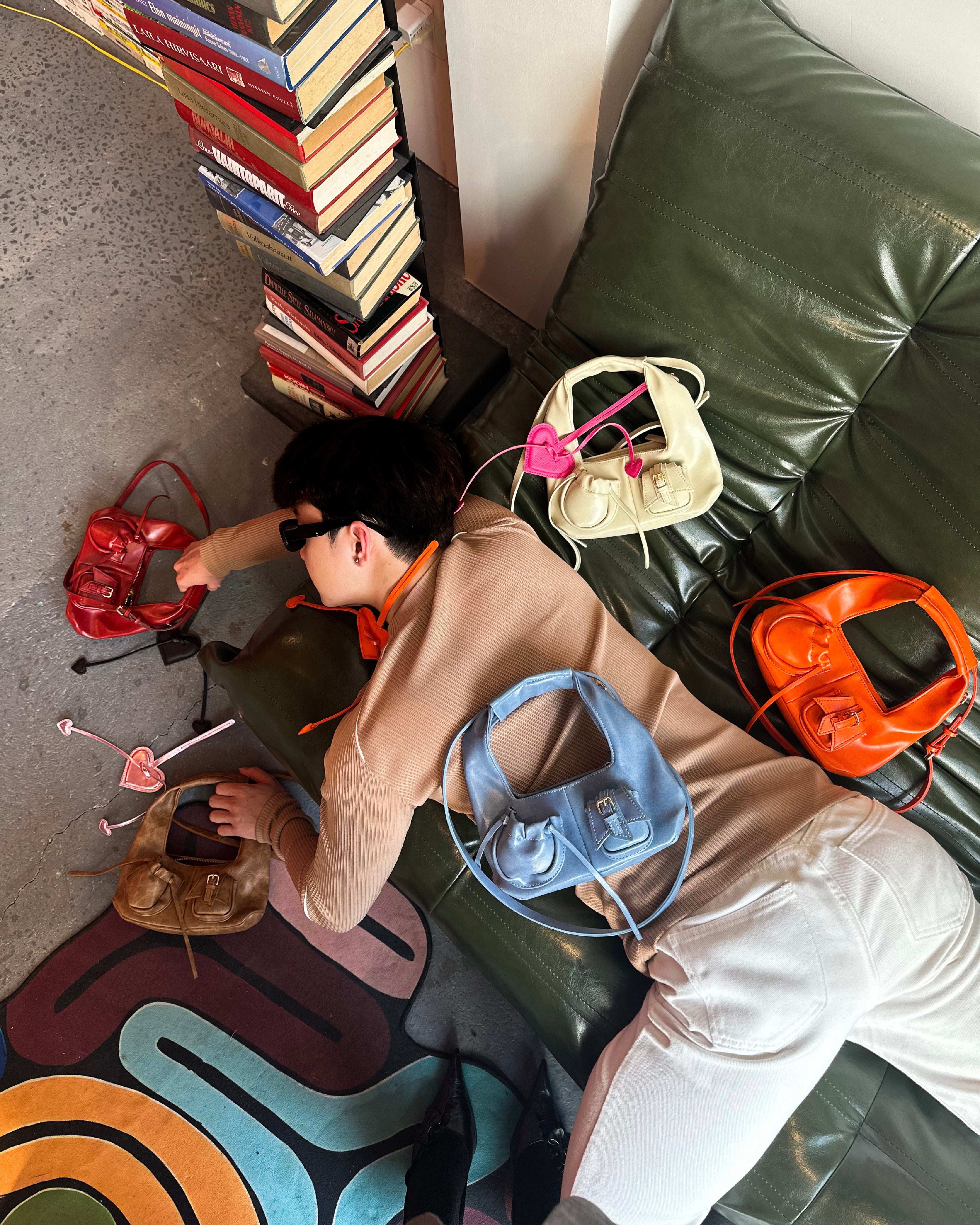 Túi xách hobo C2-pocket Mini màu Beige tối