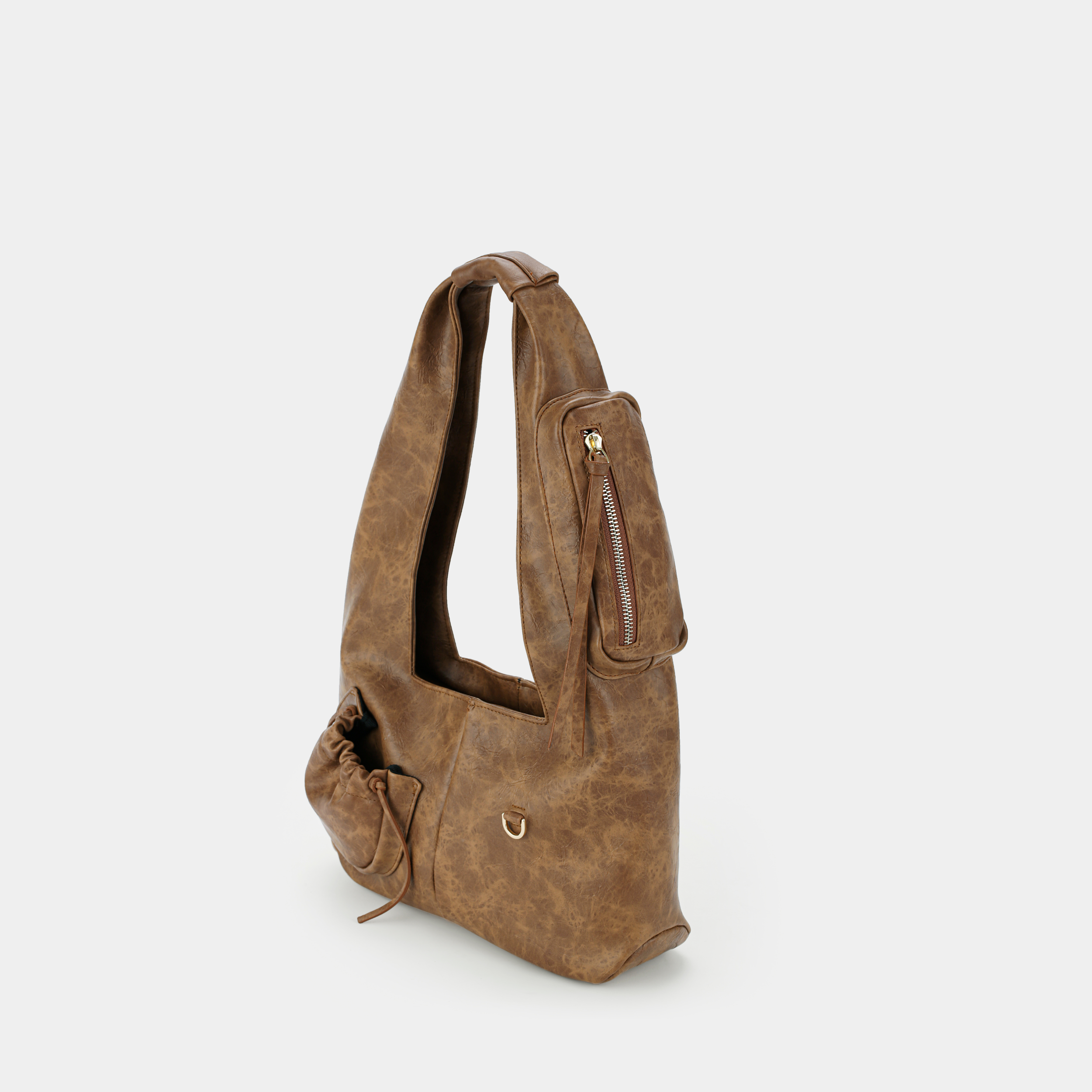Túi xách Hobo C2-Pocket size Medium (M) màu trắng kem vân hạt