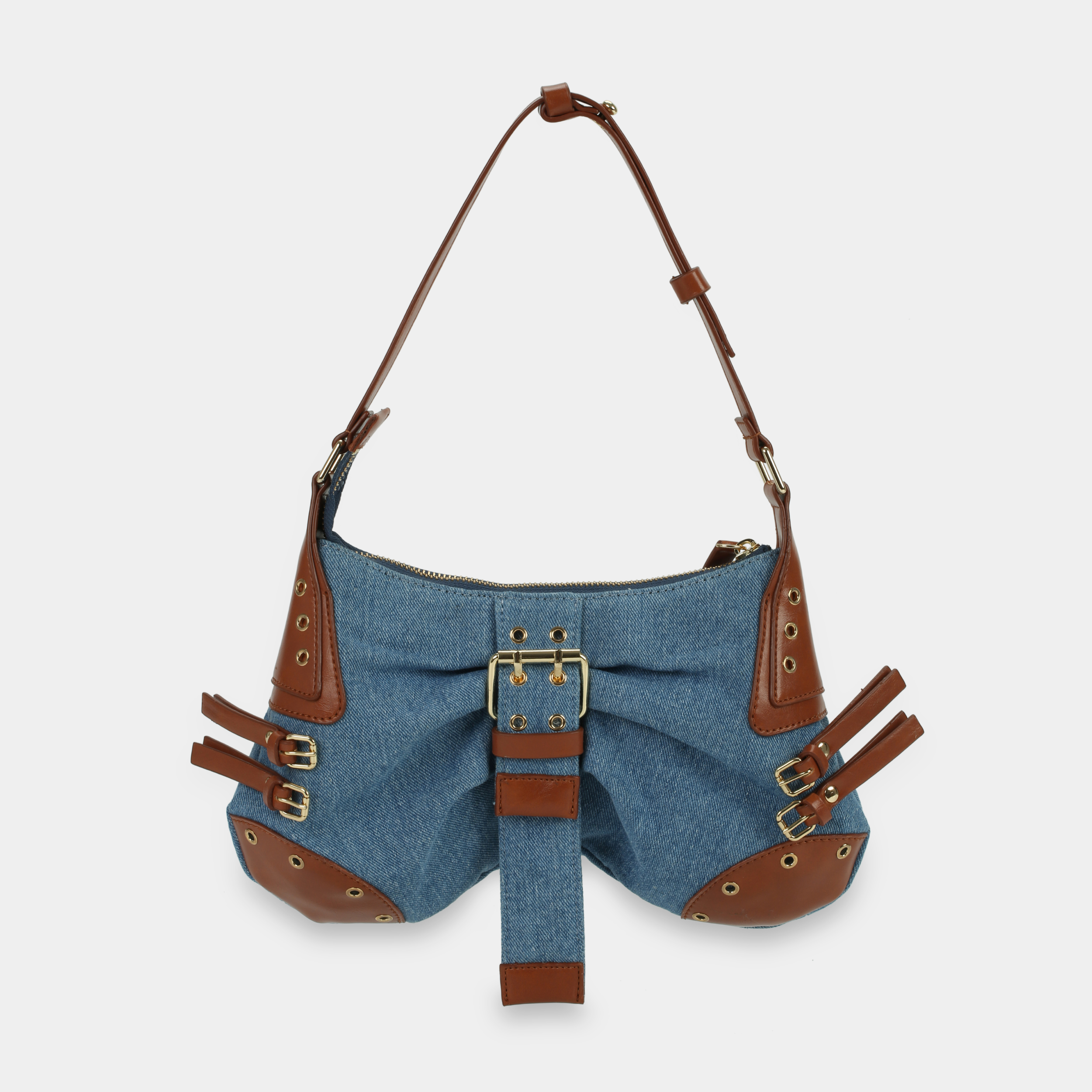 Bag BUTTERFLY in Denim x Brown