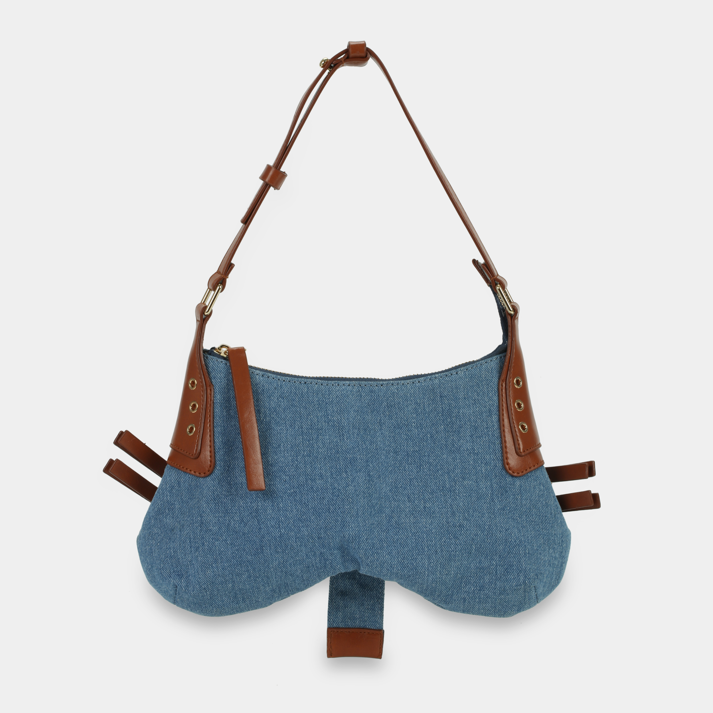 Bag BUTTERFLY in Denim x Brown
