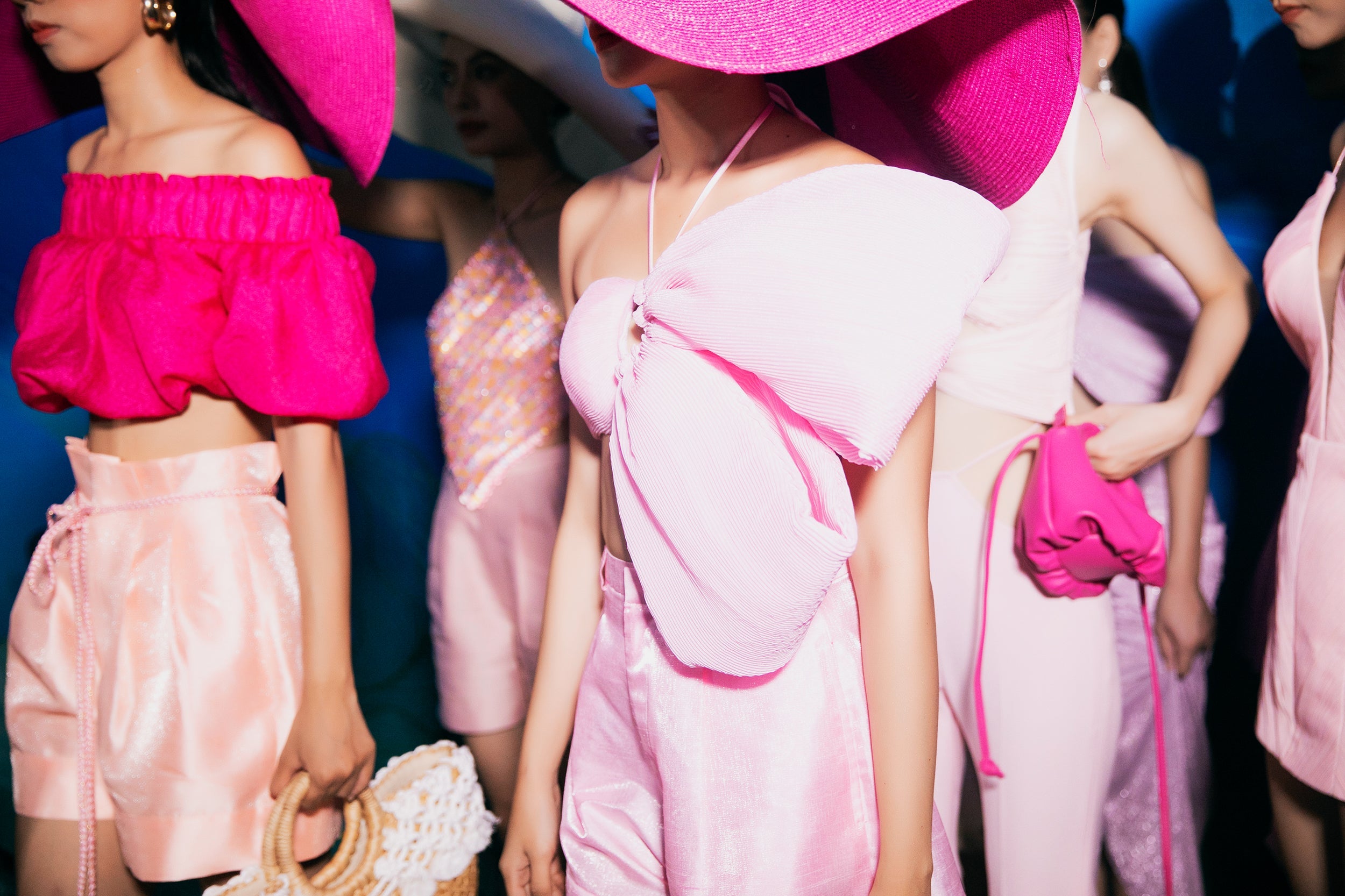 Túi xách MINI FLOWER DRAWSTRING màu Xanh Xi-Măng