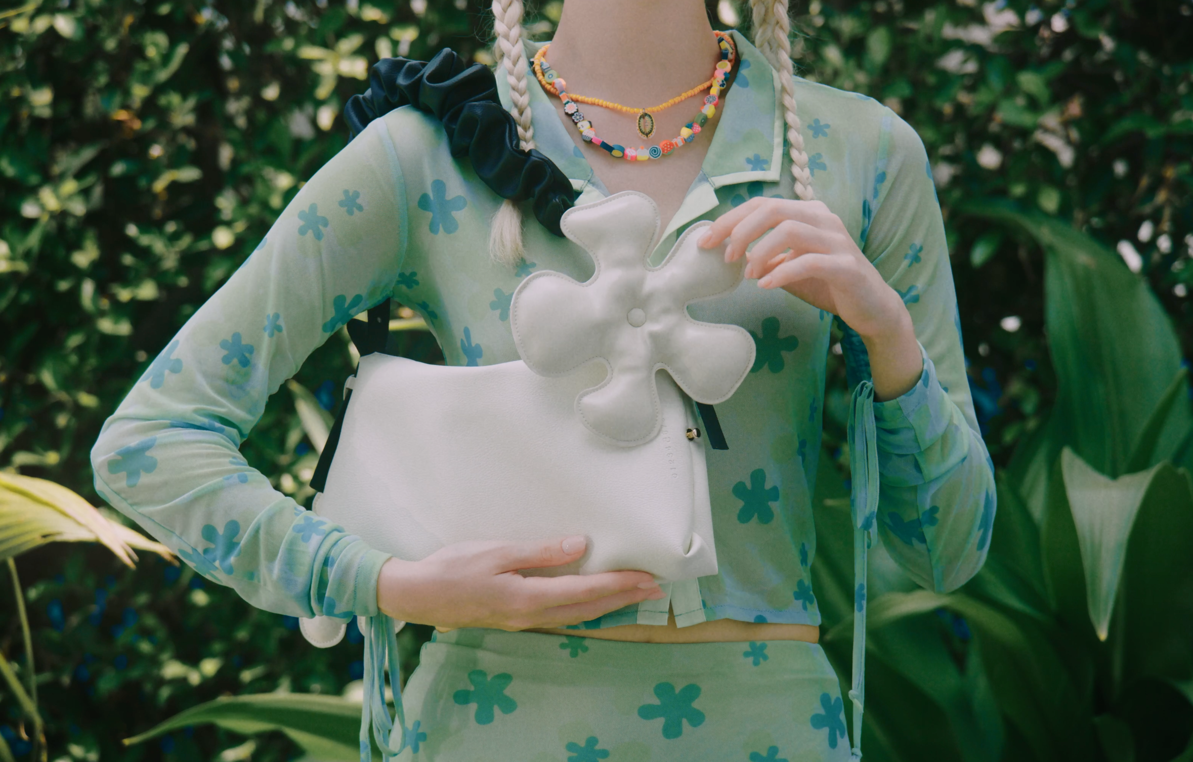 Accessory Fan Flower Charm in Dark Red