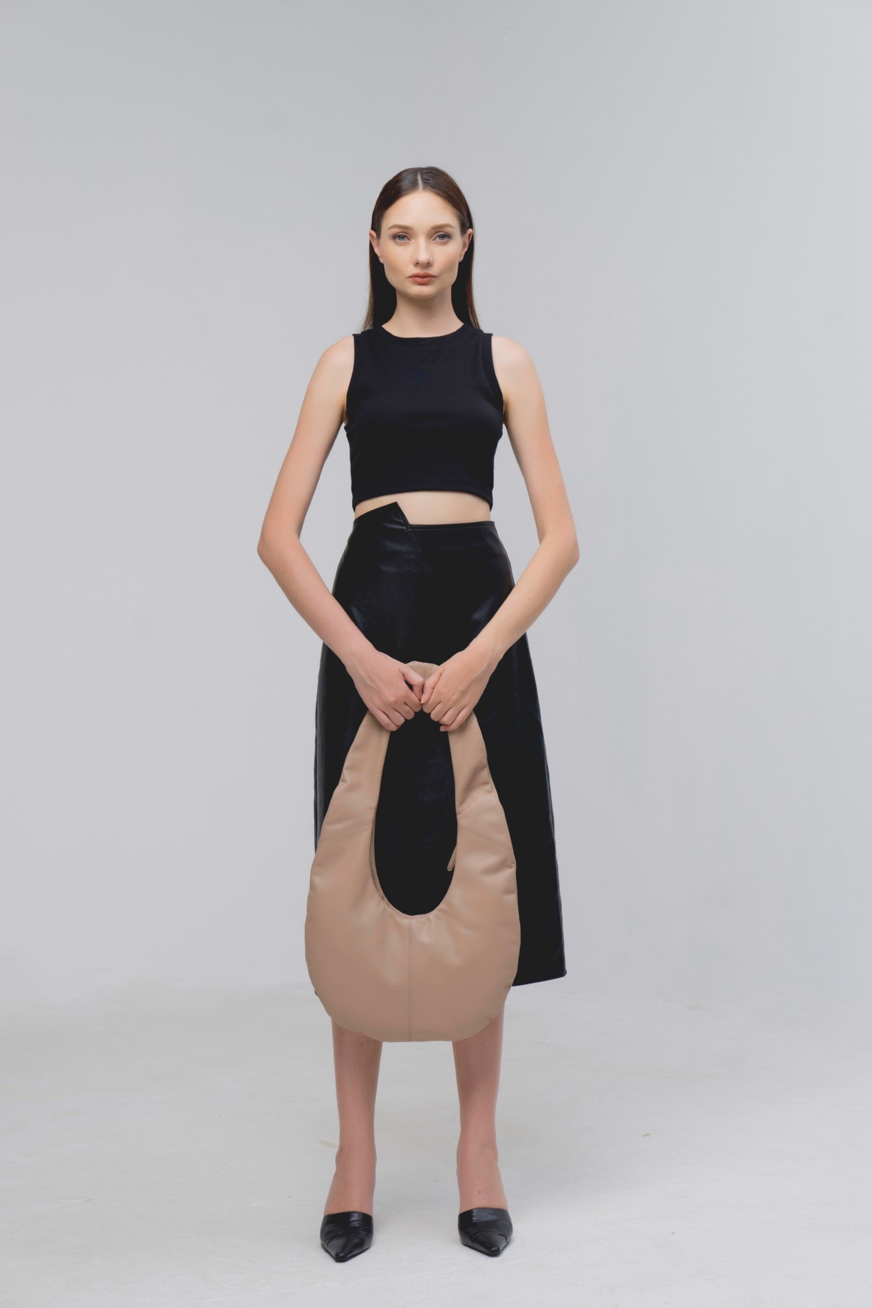 Cream RAINDROP handbag (real leather)