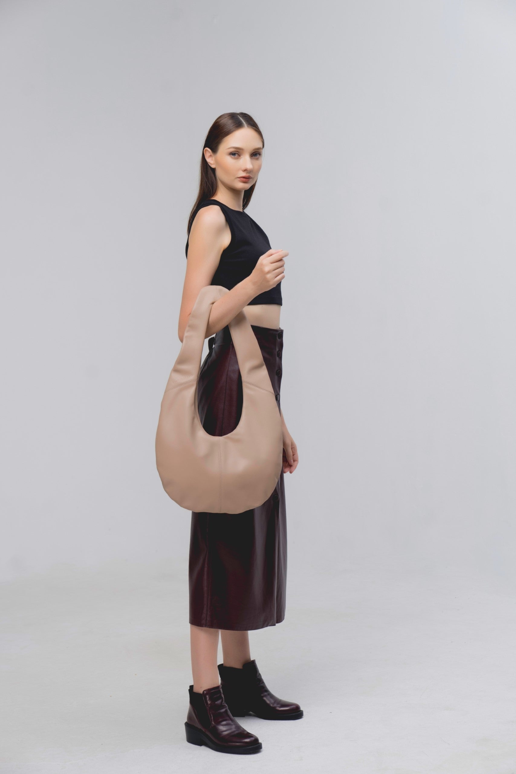 Cream RAINDROP handbag (real leather)