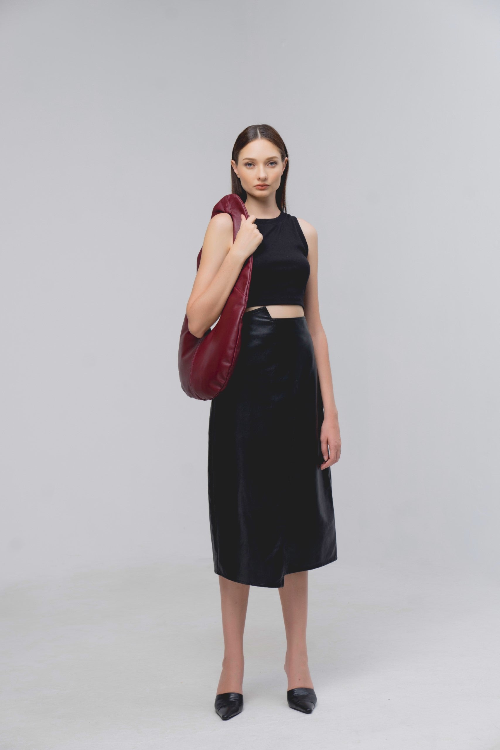 Red RAINDROP handbag (real leather)