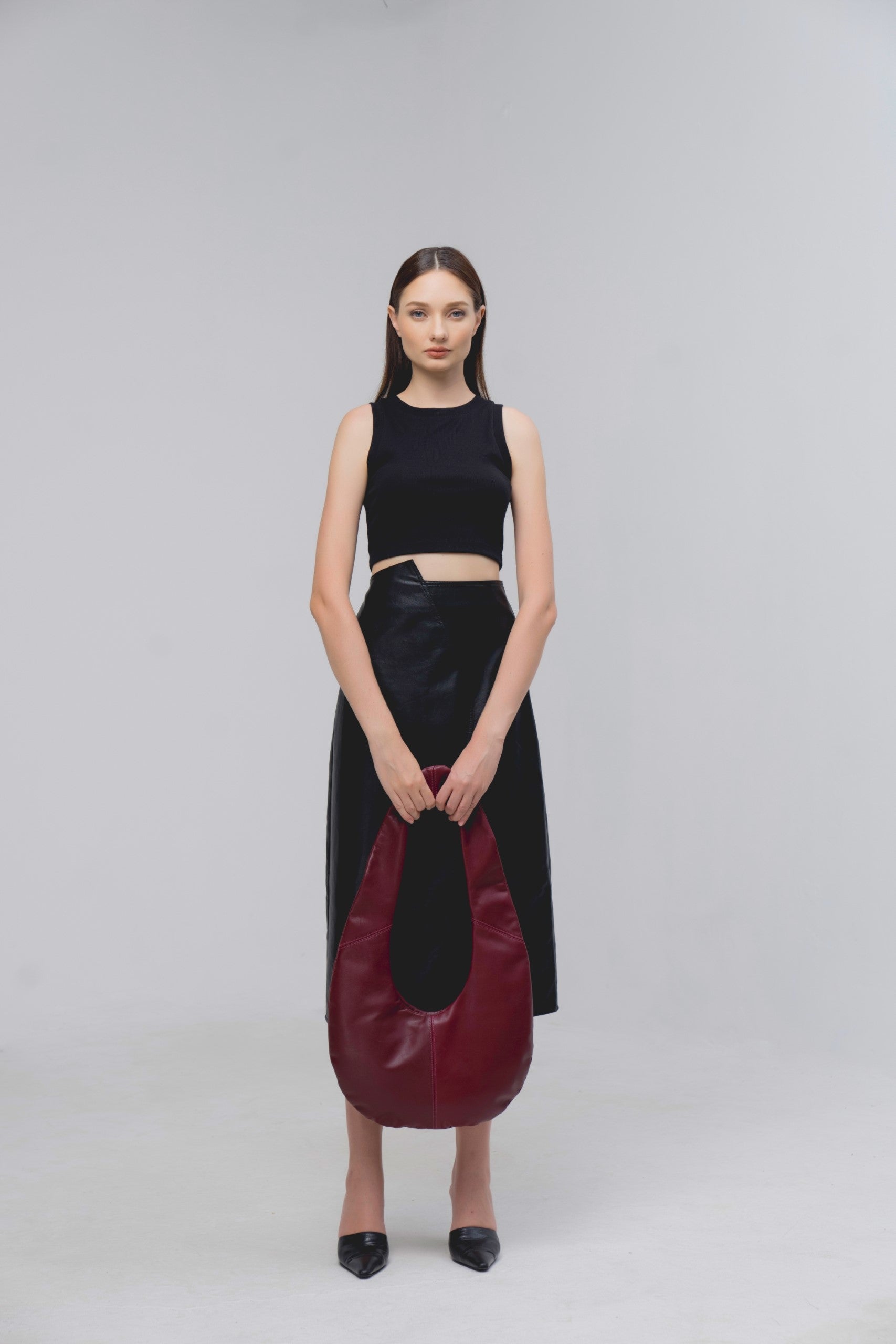 Red RAINDROP handbag (real leather)