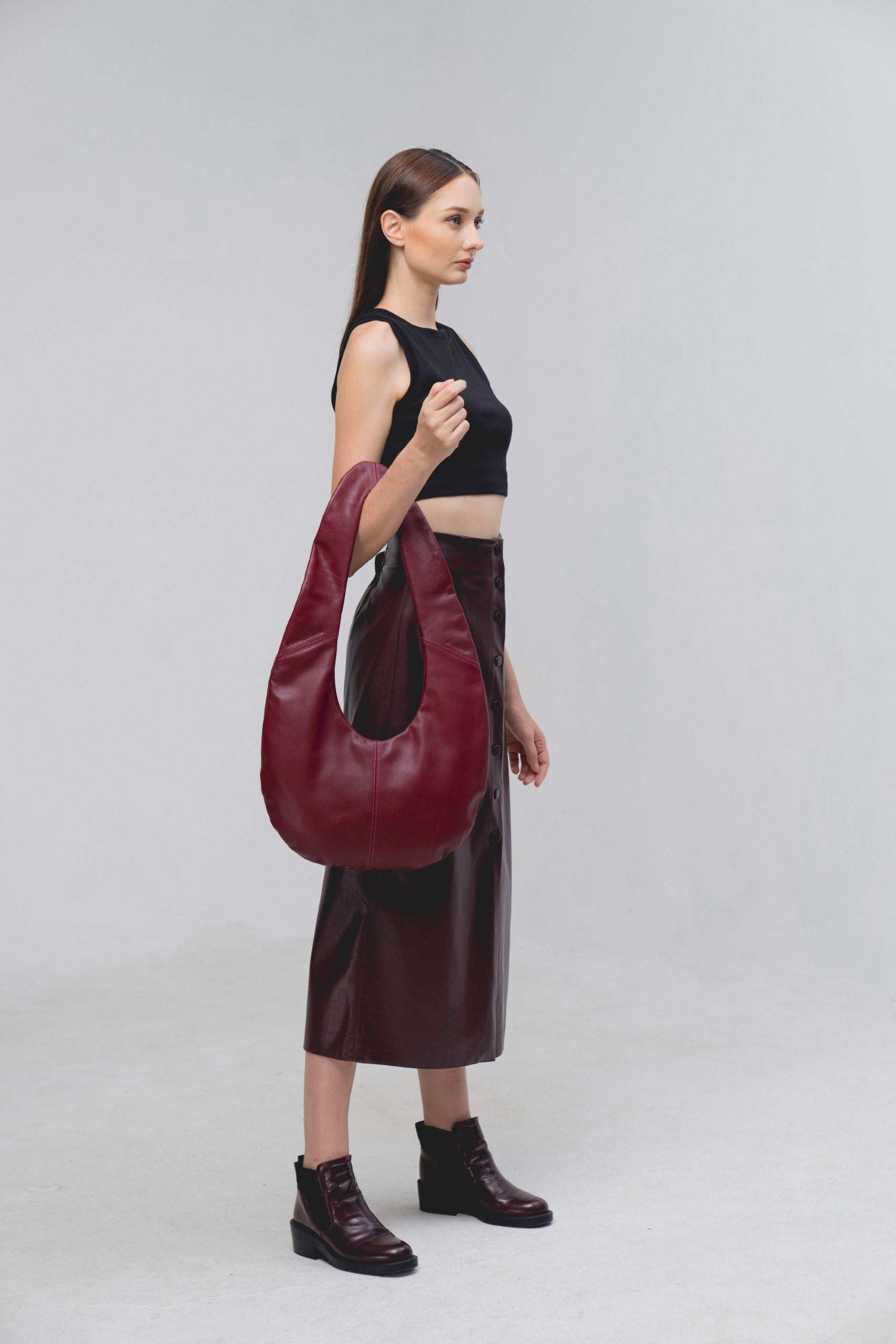 Red RAINDROP handbag (real leather)