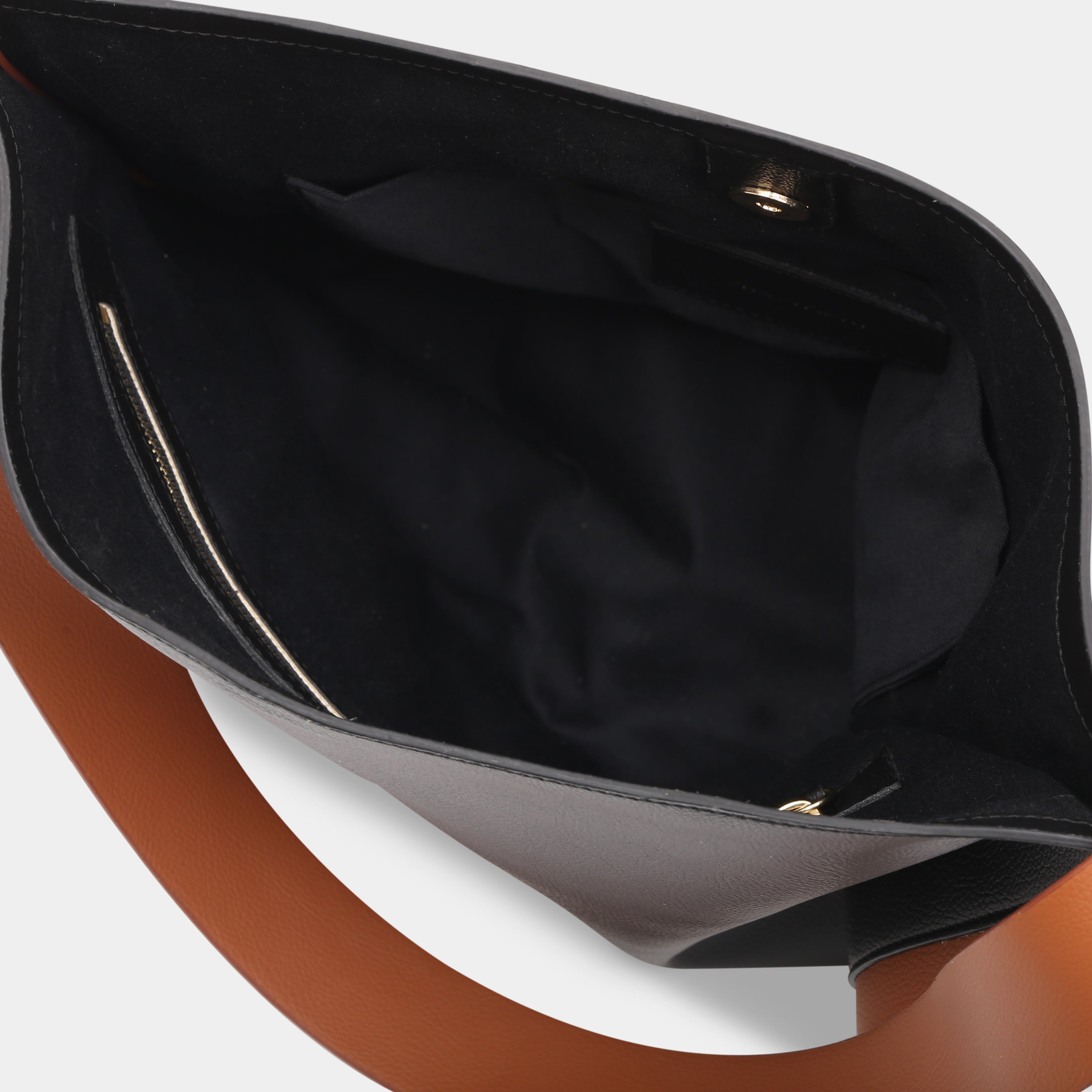 PAPER TOTE handbag in orange color with black strap