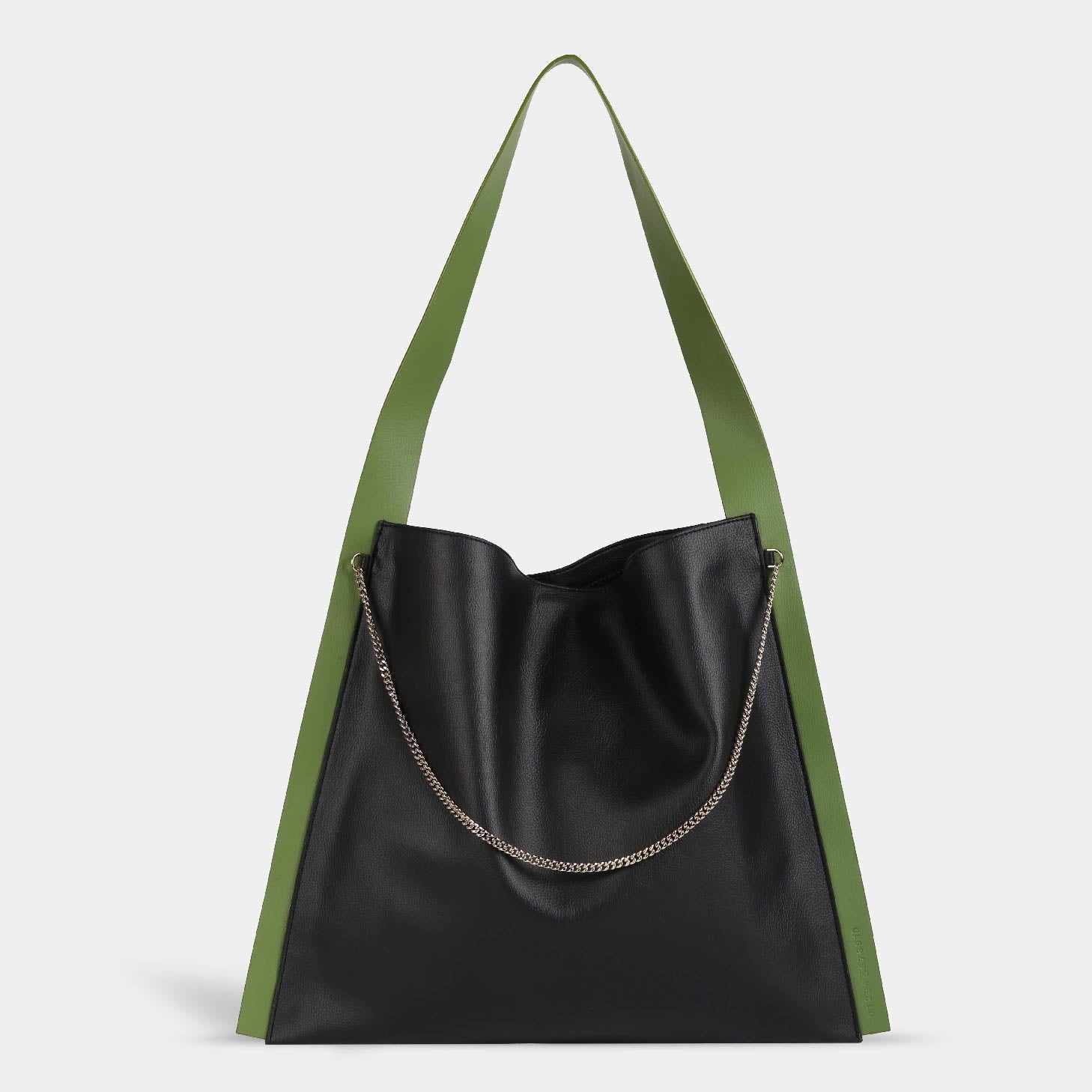 Túi xách PAPER TOTE màu đen dây xanh lá