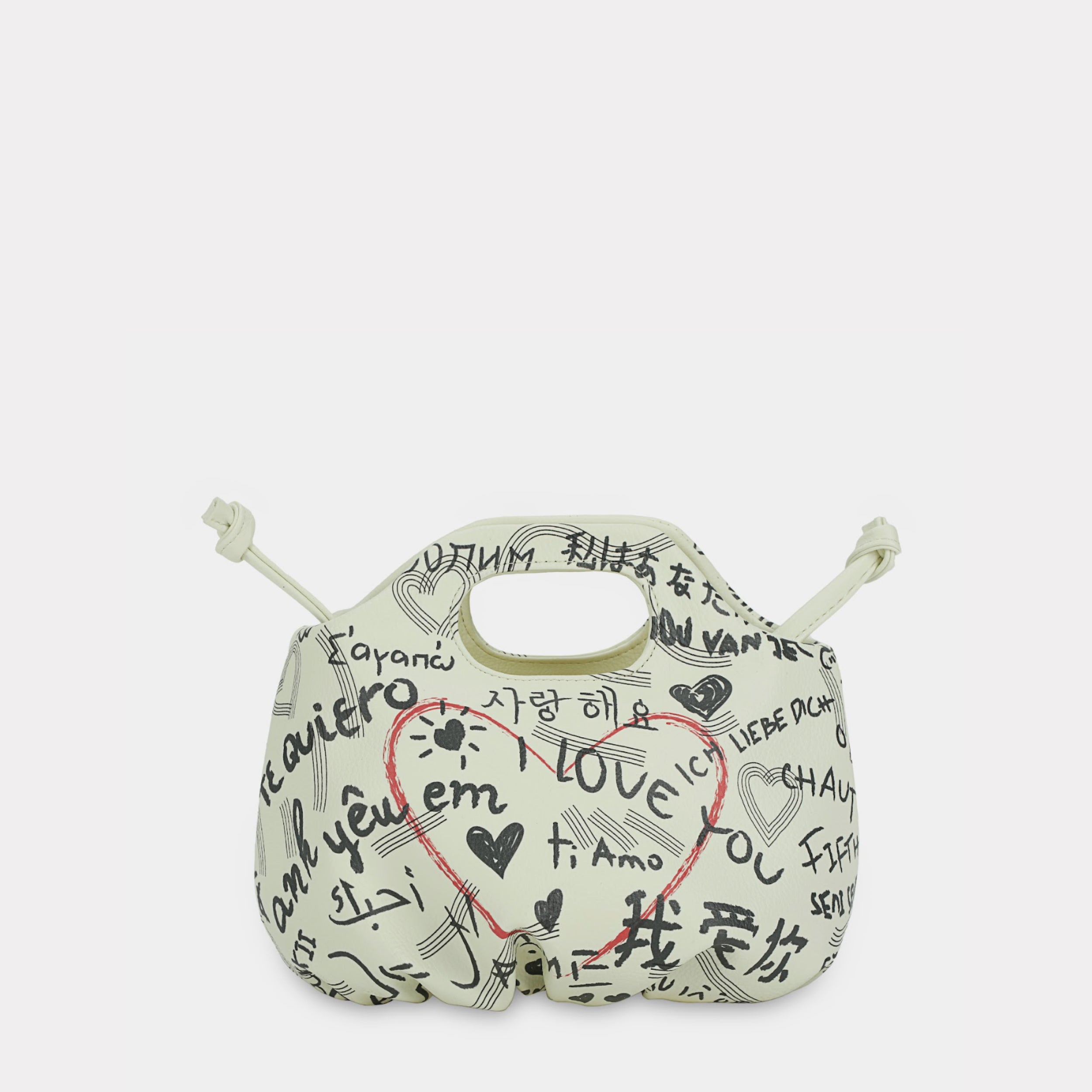 TÚI XÁCH Flower Mini họa tiết I LOVE YOU màu trắng