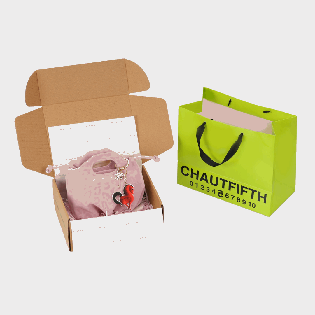 HỘP QUÀ TẶNG túi xách - CHAUTFIFTH box giấy họa tiết trang trí trái tim