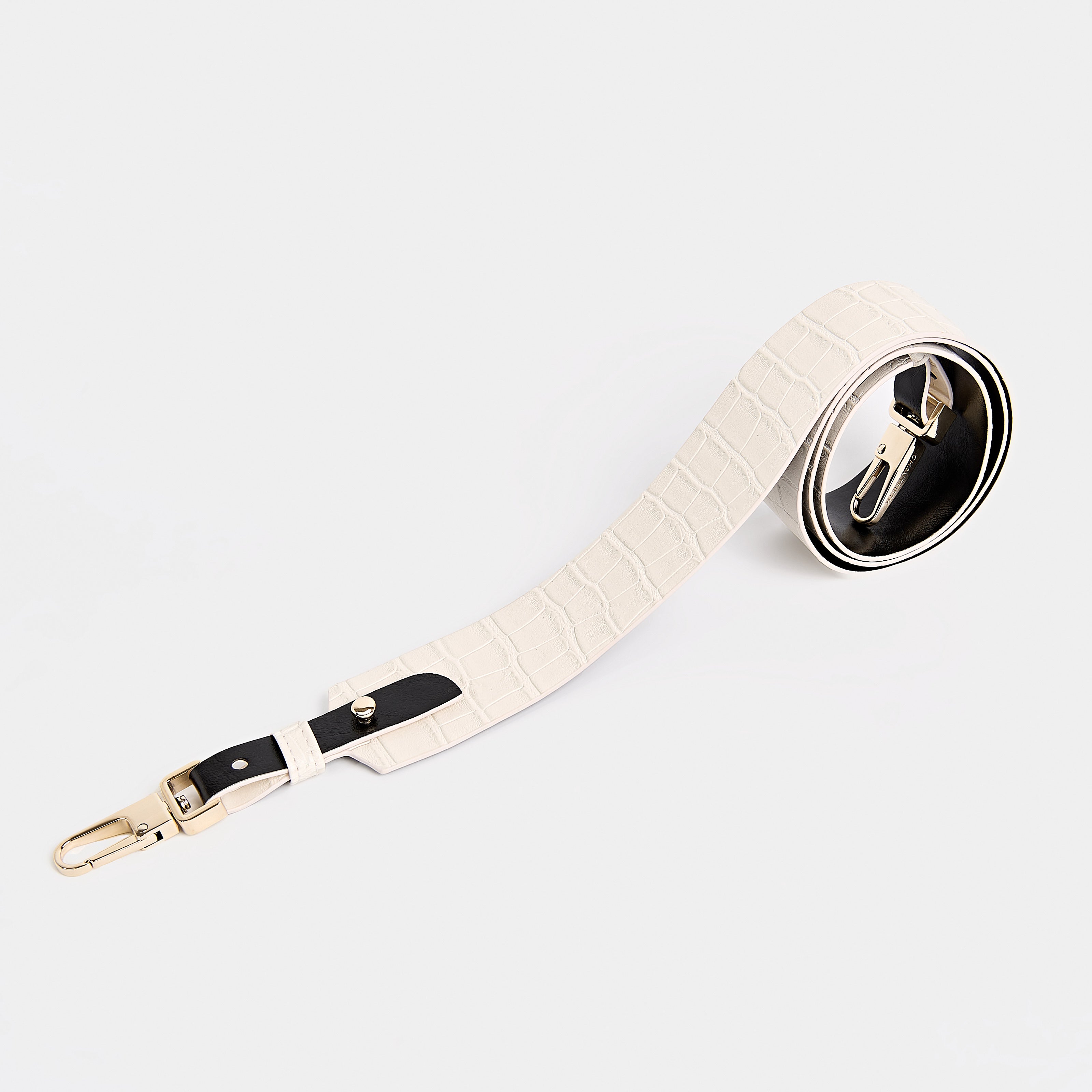 Strap 4CM WIDE BAG Crocodile White Cream x Black