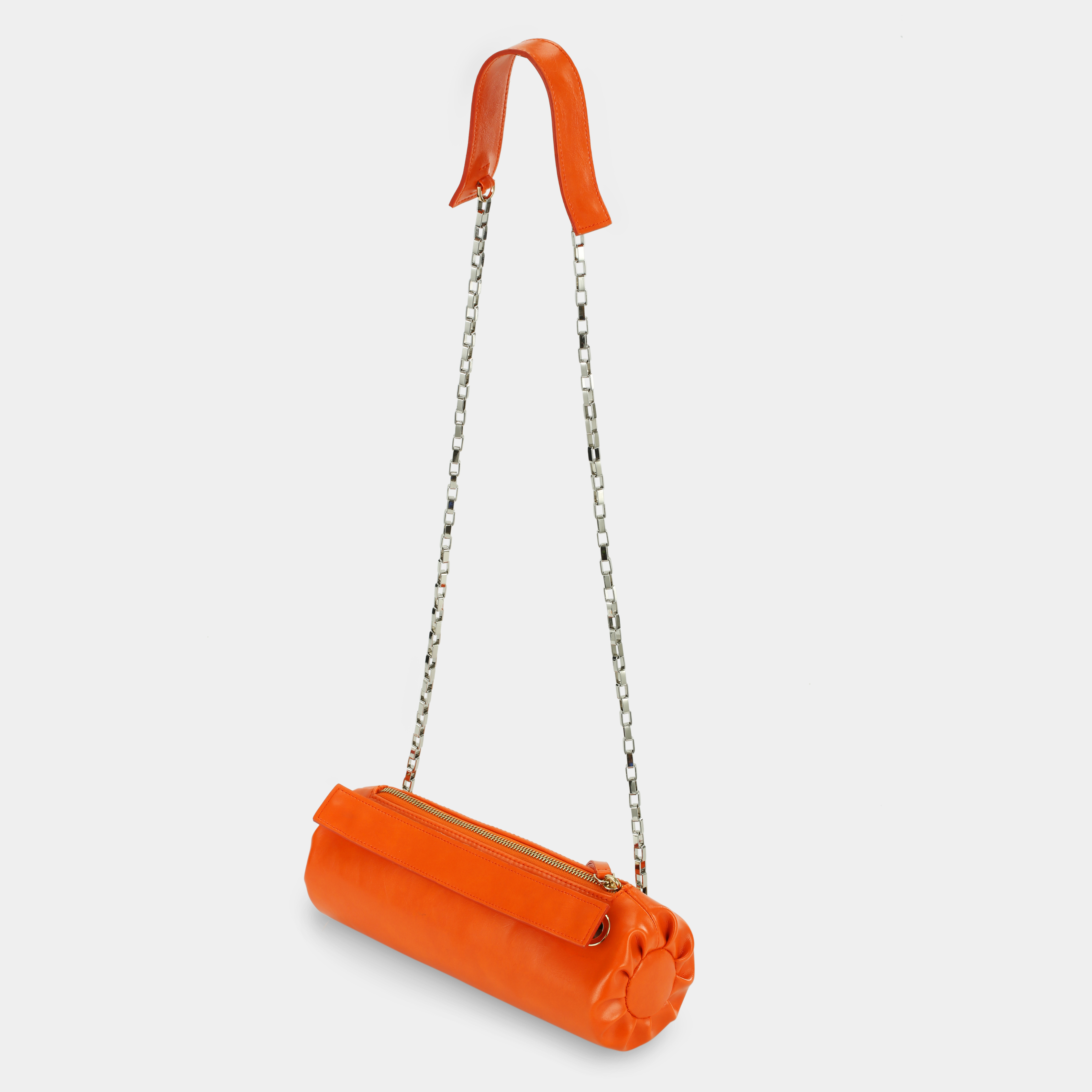 Túi xách Flower Log size ngắn màu cam Neon