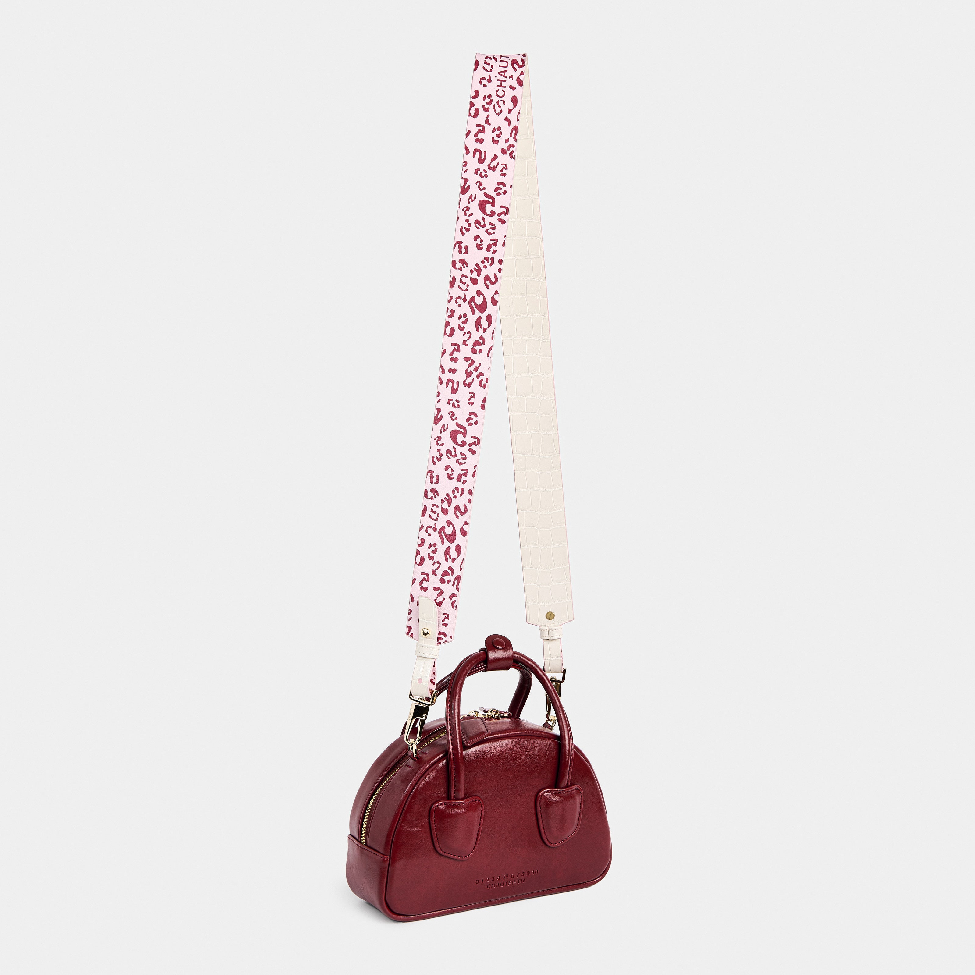 Strap 4CM WIDE BAG Fifth Leopard Pink x Crocodile White Cream