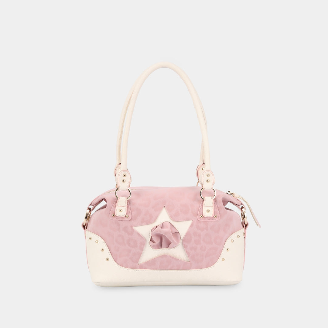 Túi xách Y2K STAR màu Da Beo Hồng x Trắng Vân hạt