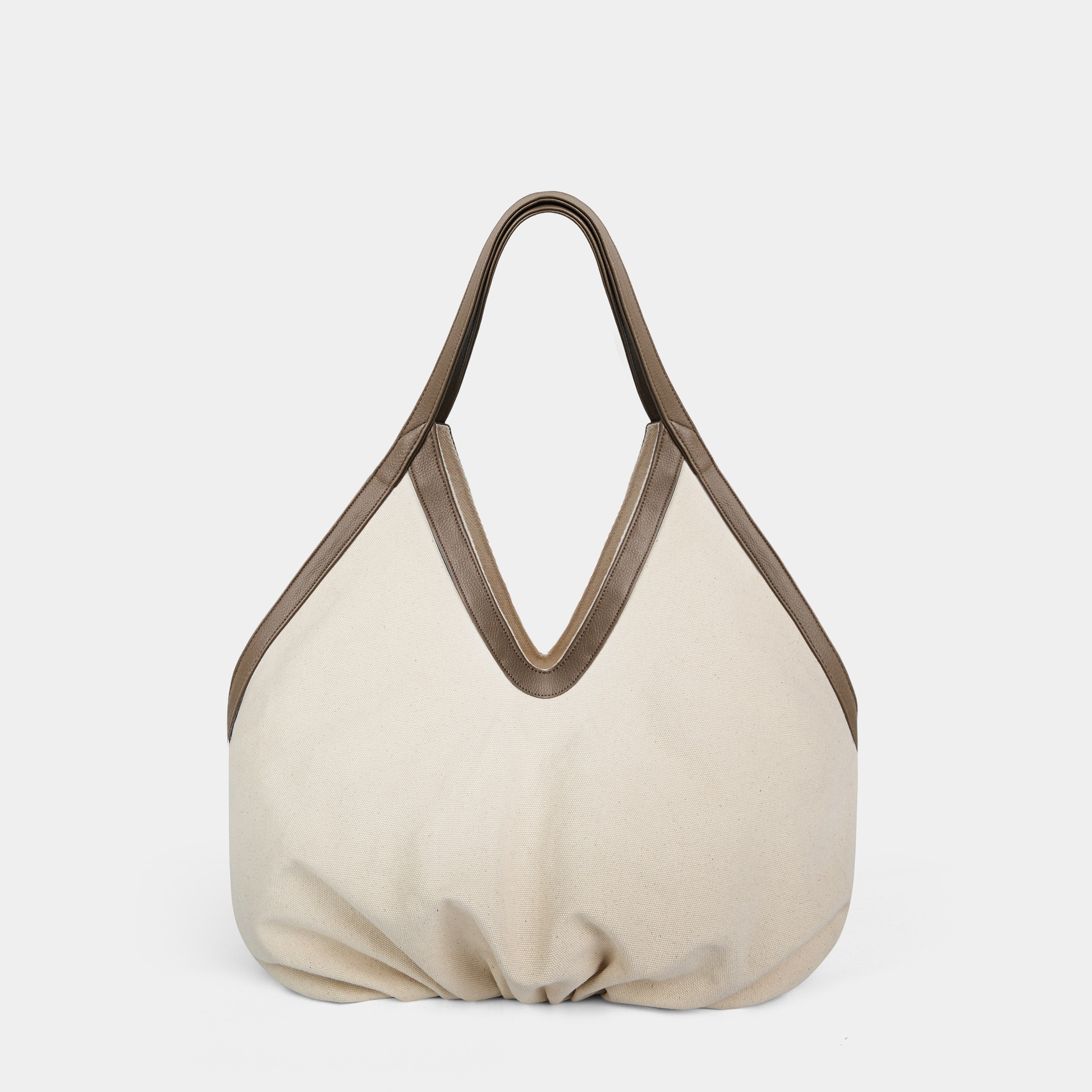 Bag OVERSIZE FLOWER Canvas x Dark Beige 