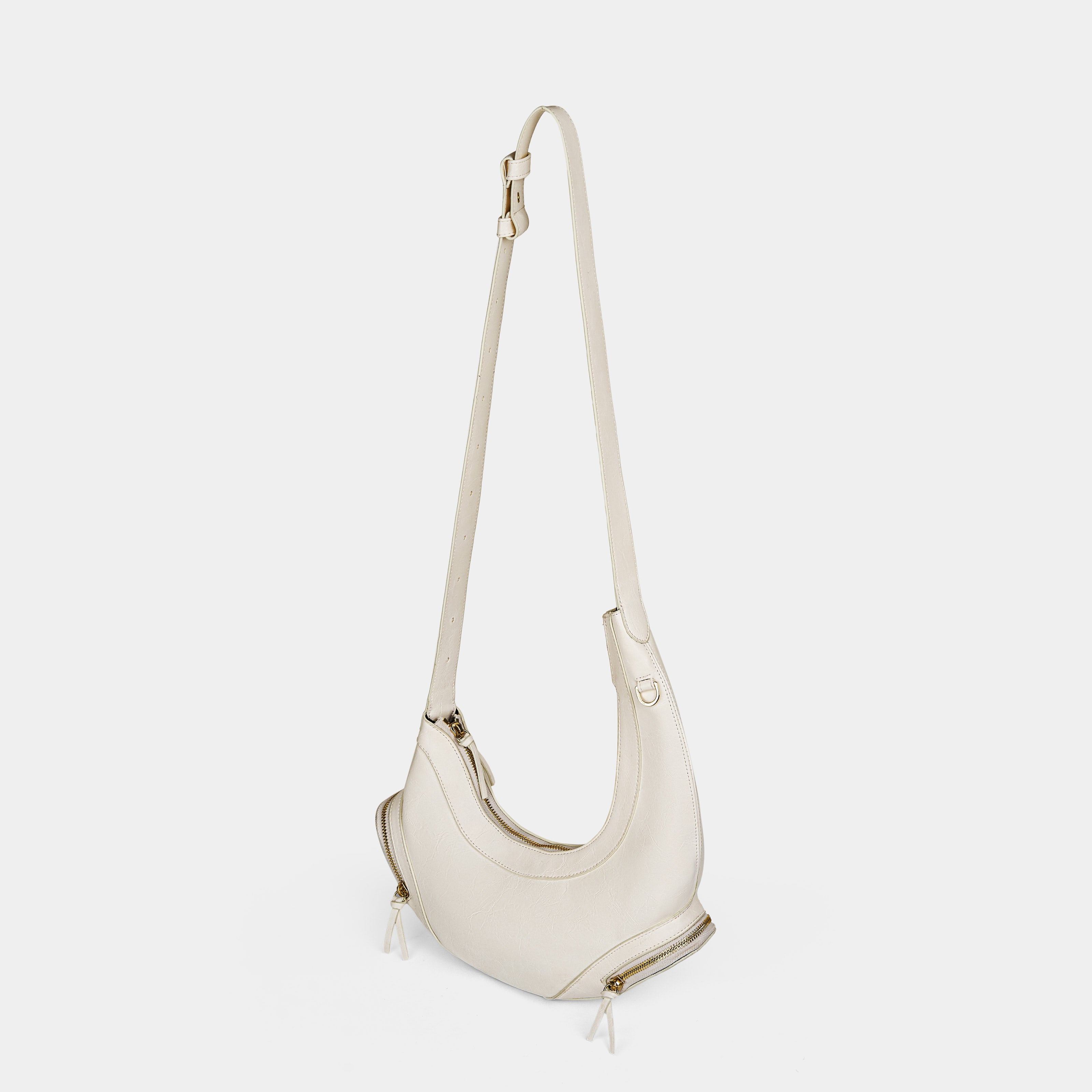 Bag CRESCENT MOON Cream White with texture