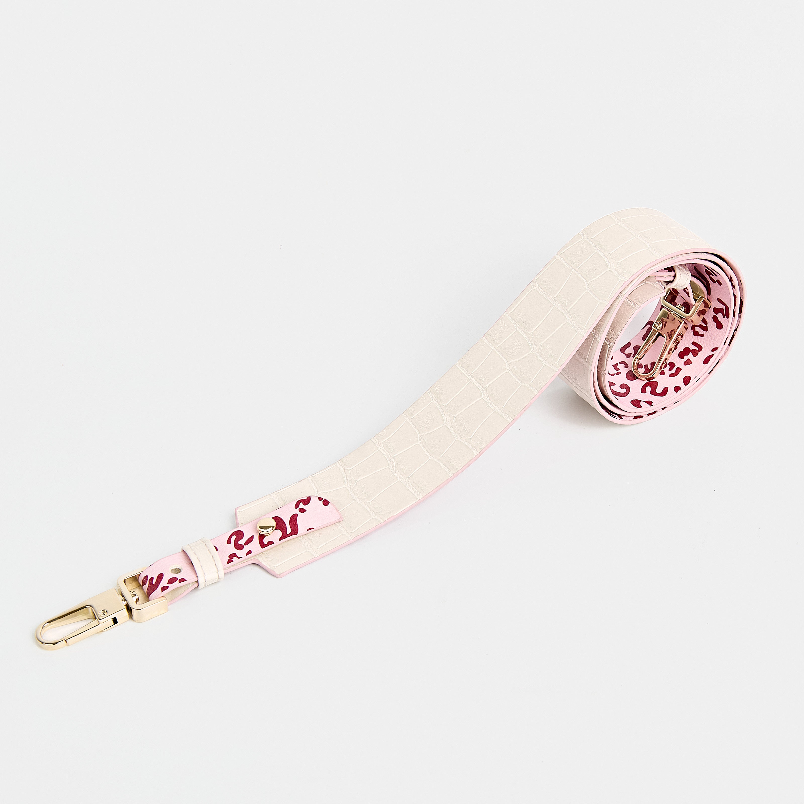 Strap 4CM WIDE BAG Fifth Leopard Pink x Crocodile White Cream